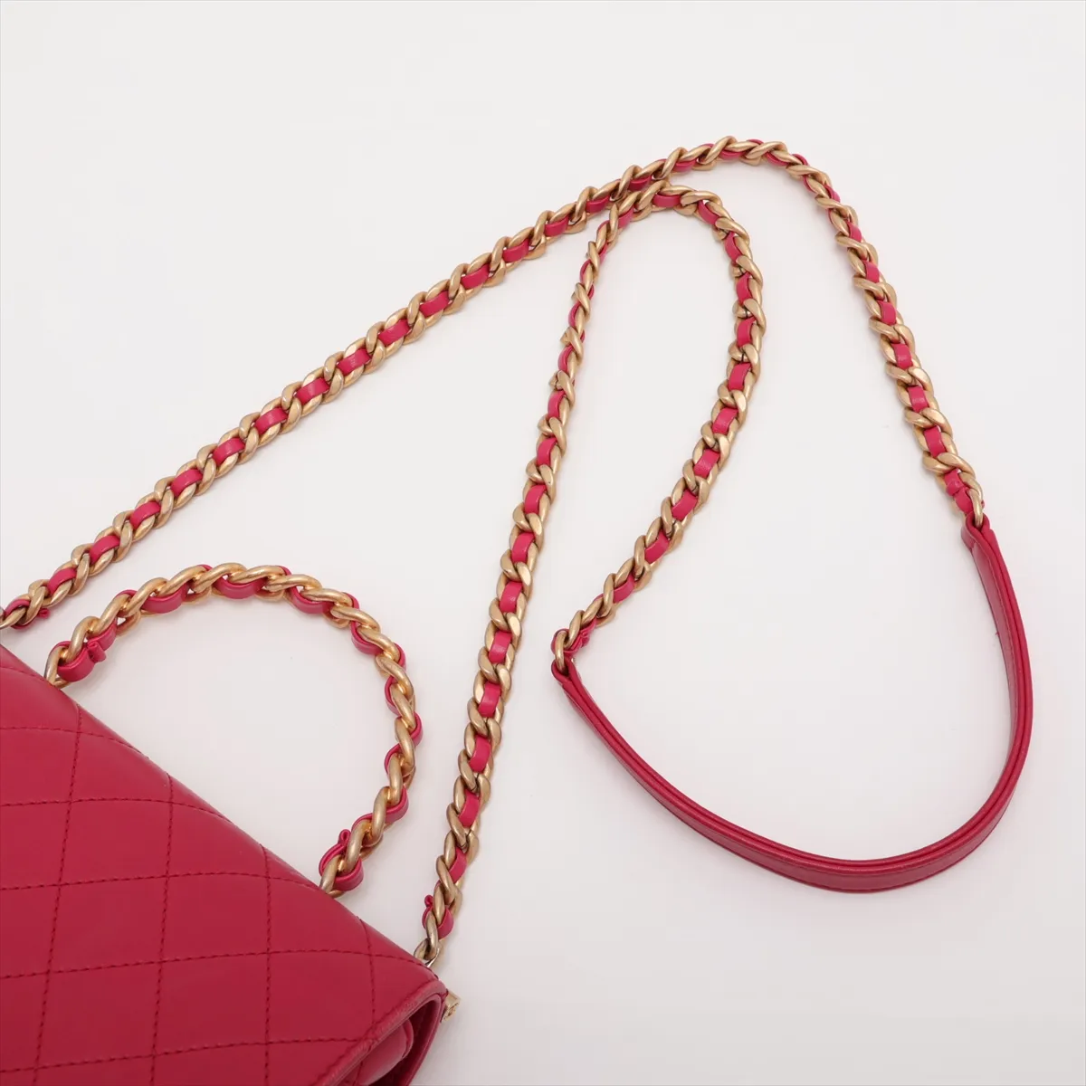 Matelassé Lambskin 2-Way Shoulder Bag, Top Handle, Pink, Gold Hardware, 30063534 (Serial Number in the 30s), AS1749 — view 7