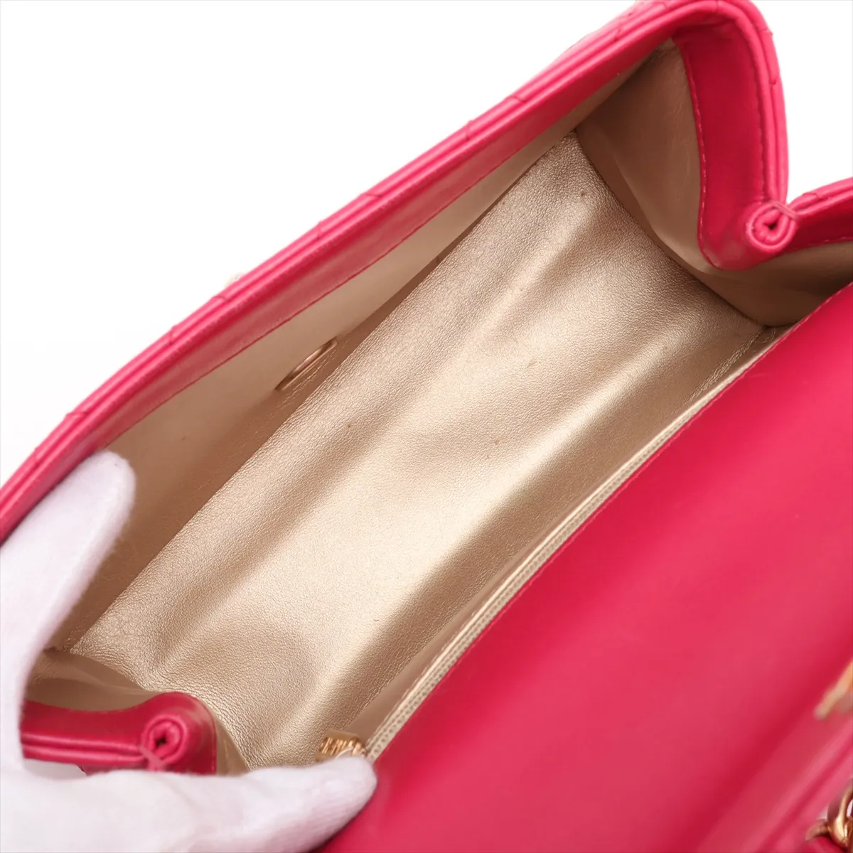 Matelassé Lambskin 2-Way Shoulder Bag, Top Handle, Pink, Gold Hardware, 30063534 (Serial Number in the 30s), AS1749 — view 8