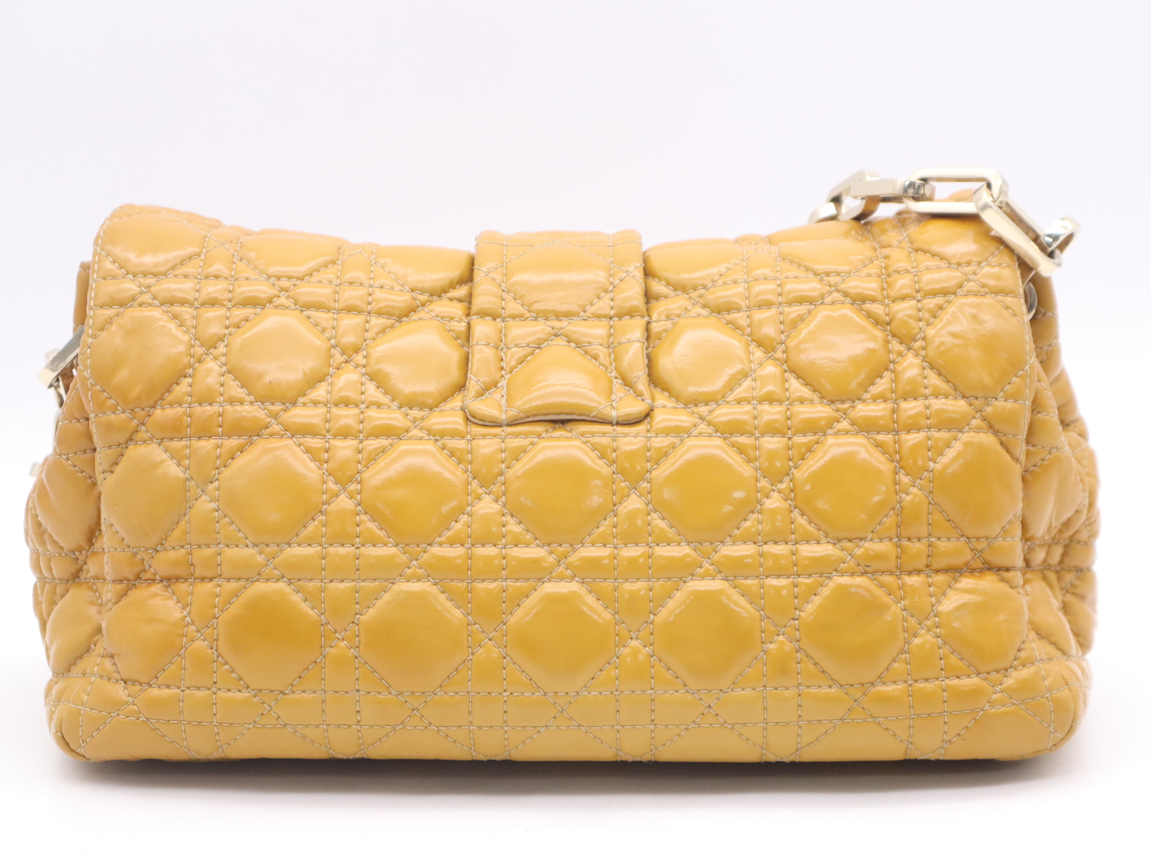 Enamel Cannage New Lock Chain Shoulder Bag, Camel Brown, with 2 Keys and Clochette. — view 2