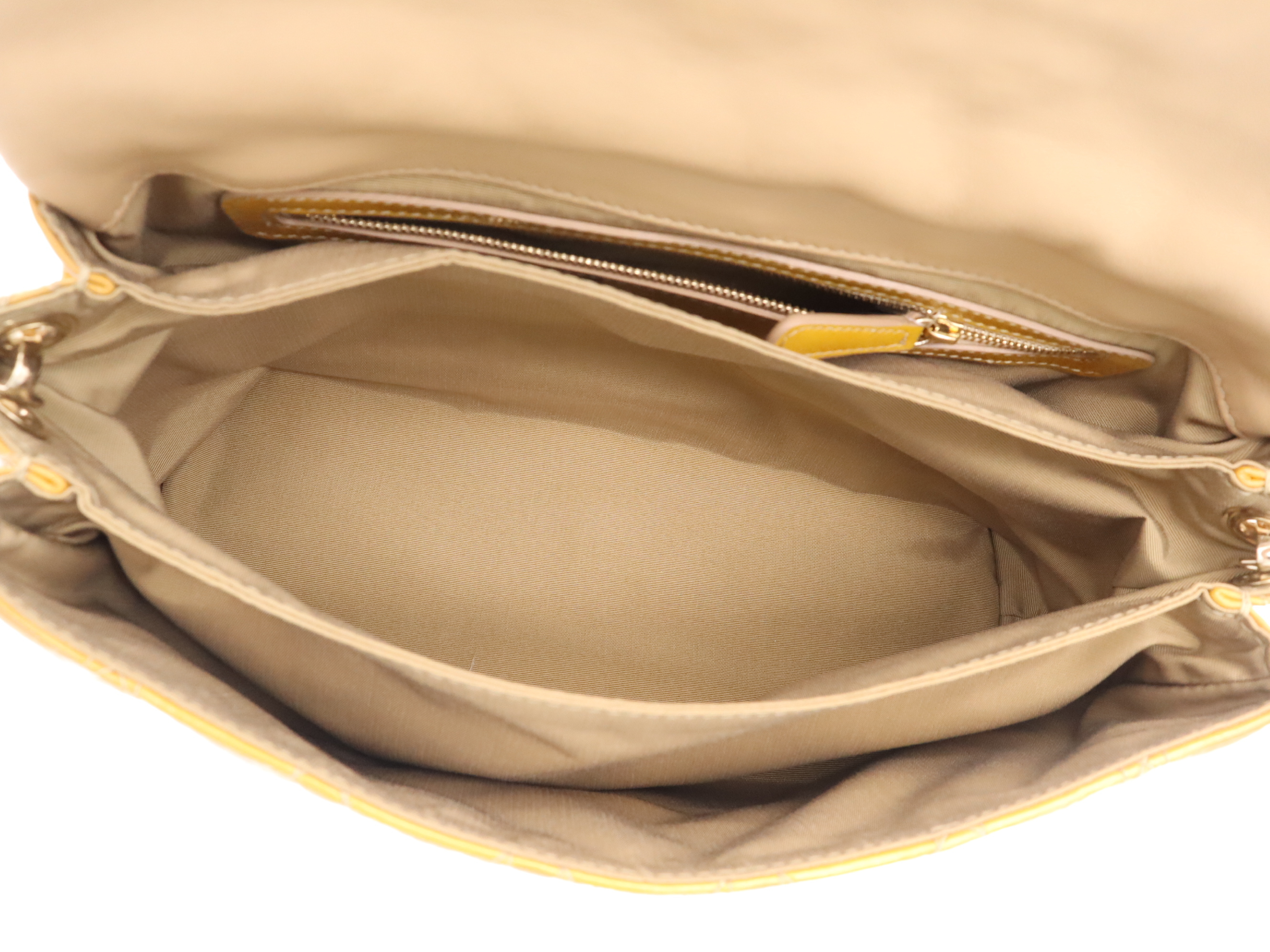 Enamel Cannage New Lock Chain Shoulder Bag, Camel Brown, with 2 Keys and Clochette. — view 11