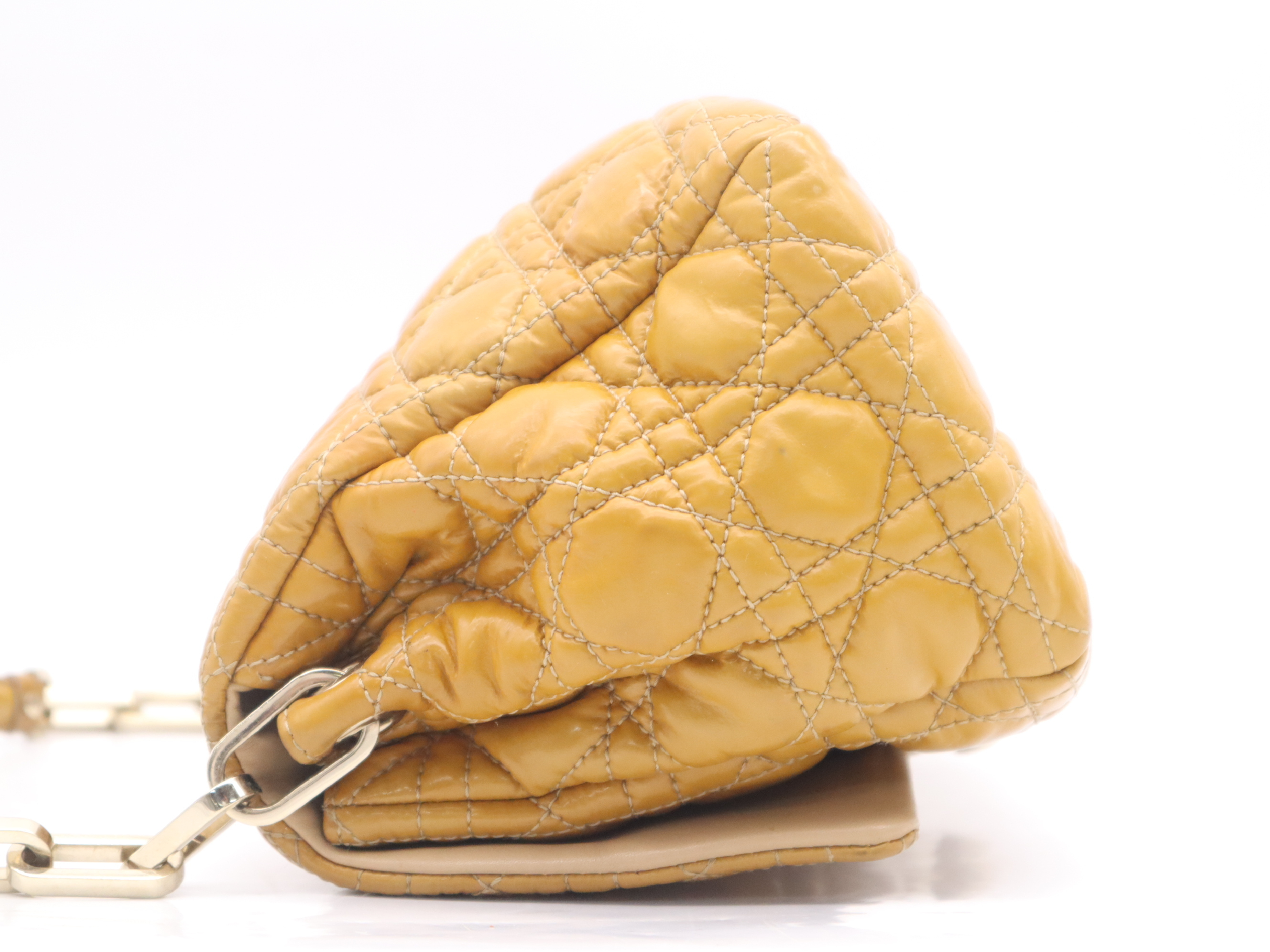 Enamel Cannage New Lock Chain Shoulder Bag, Camel Brown, with 2 Keys and Clochette. — view 3