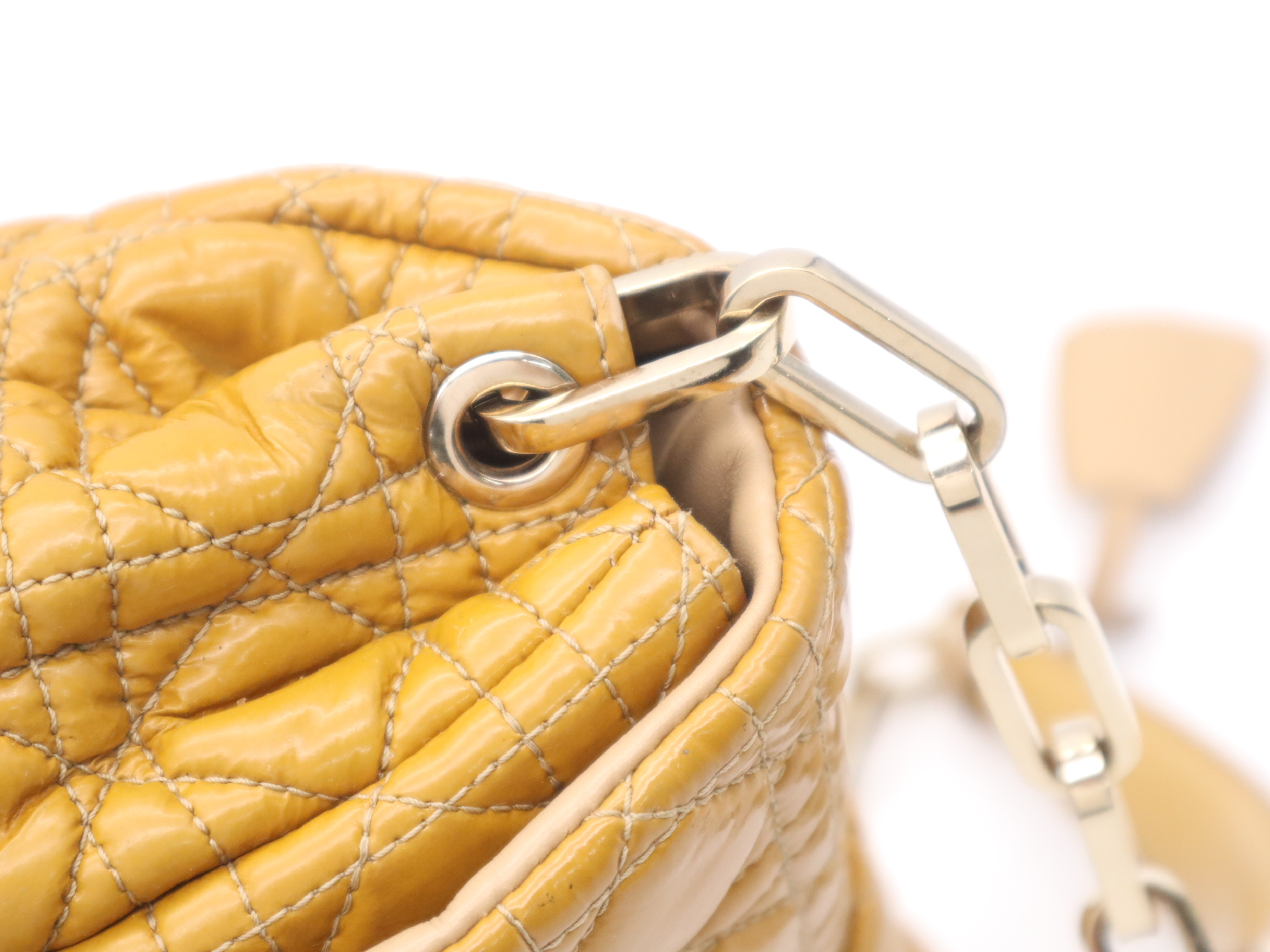 Enamel Cannage New Lock Chain Shoulder Bag, Camel Brown, with 2 Keys and Clochette. — view 7
