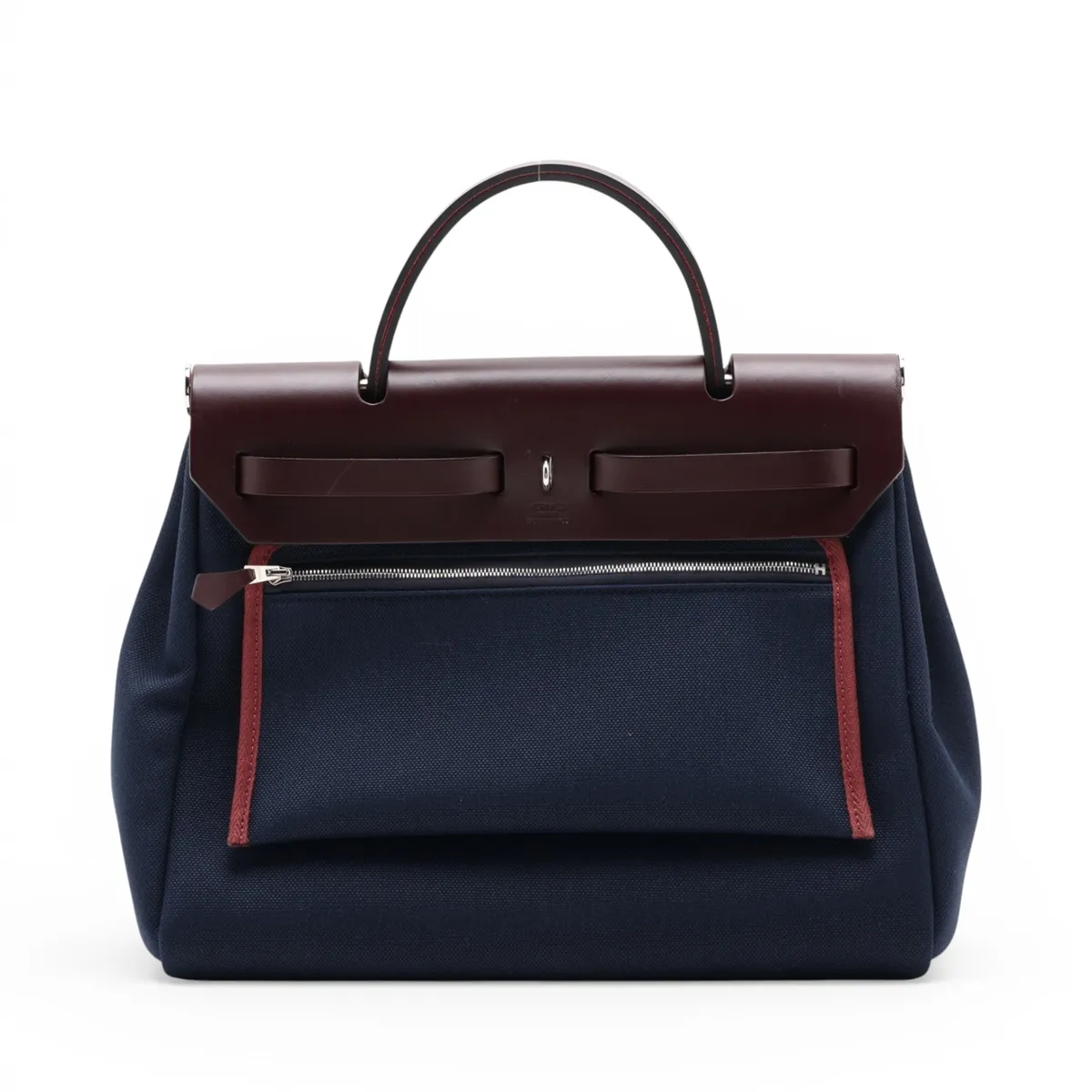 Herbag Zip PM Toile Military x Vache Hunter Navy x Brown Silver Hardware Z: 2021 Strap not included — view 2