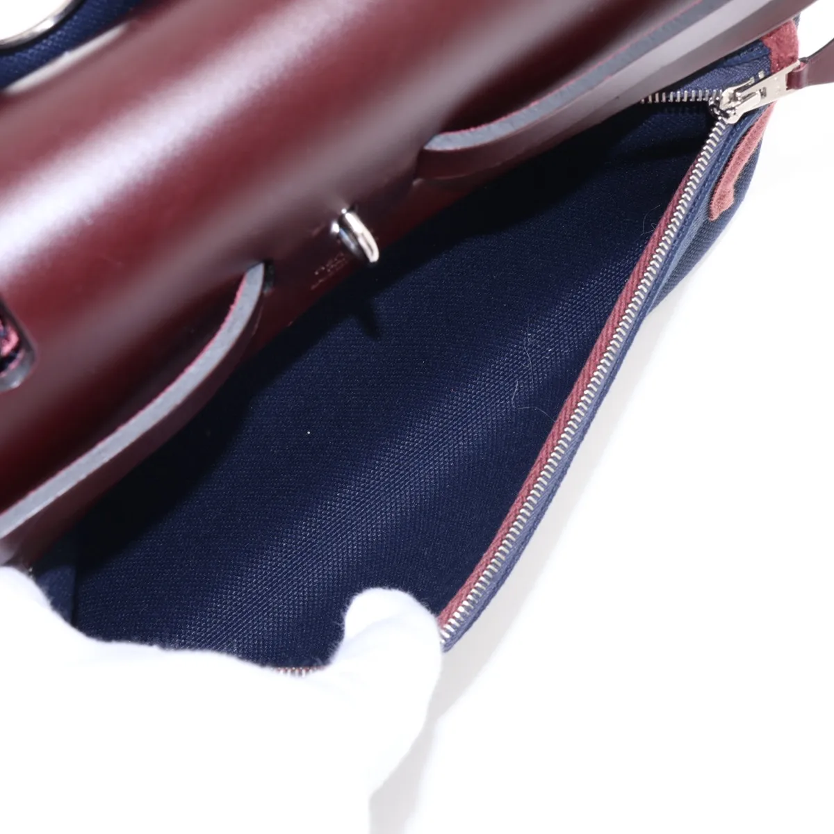 Herbag Zip PM Toile Military x Vache Hunter Navy x Brown Silver Hardware Z: 2021 Strap not included — view 9