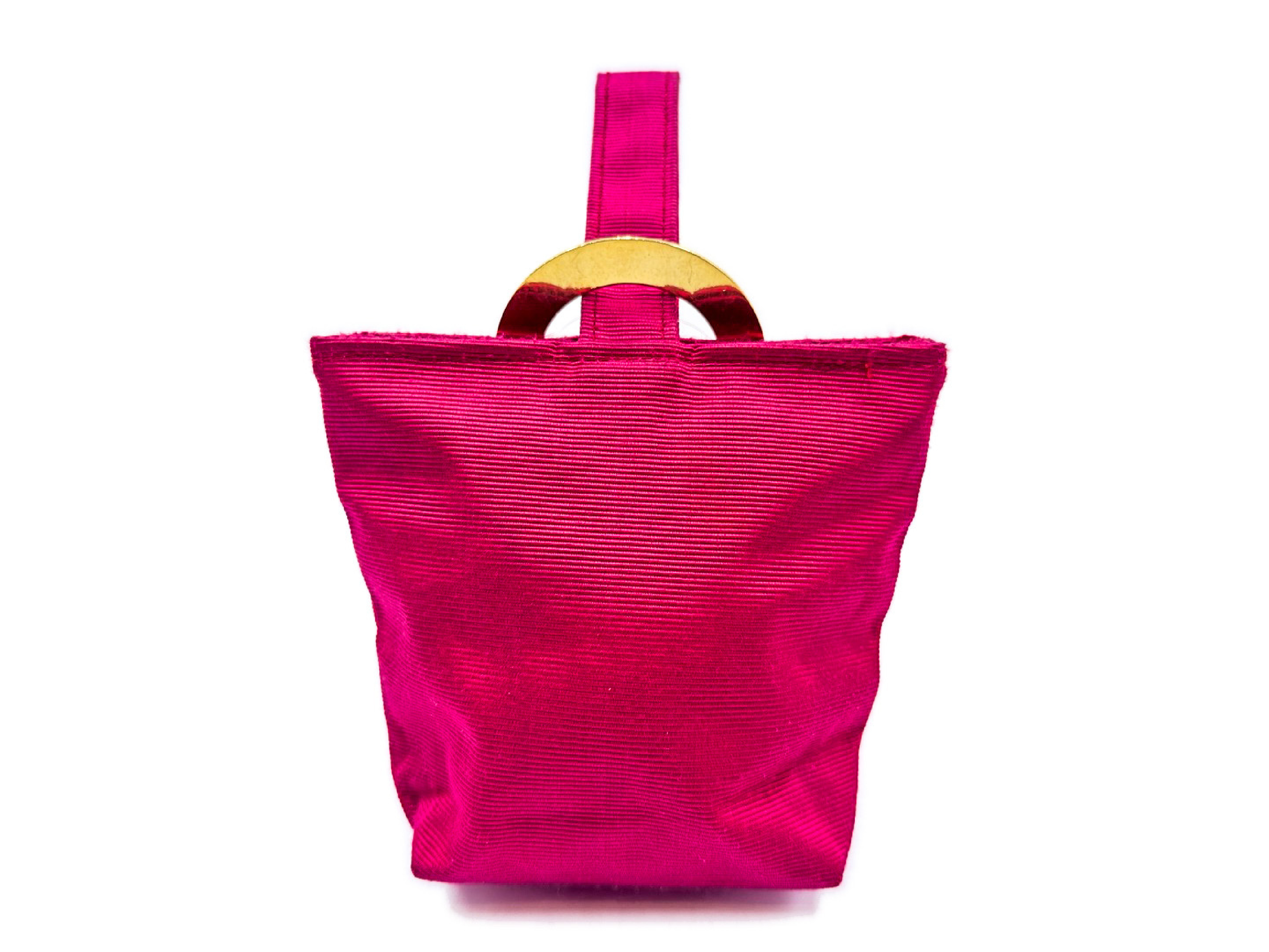 Circle clasp, gold hardware, pink pouch — view 2