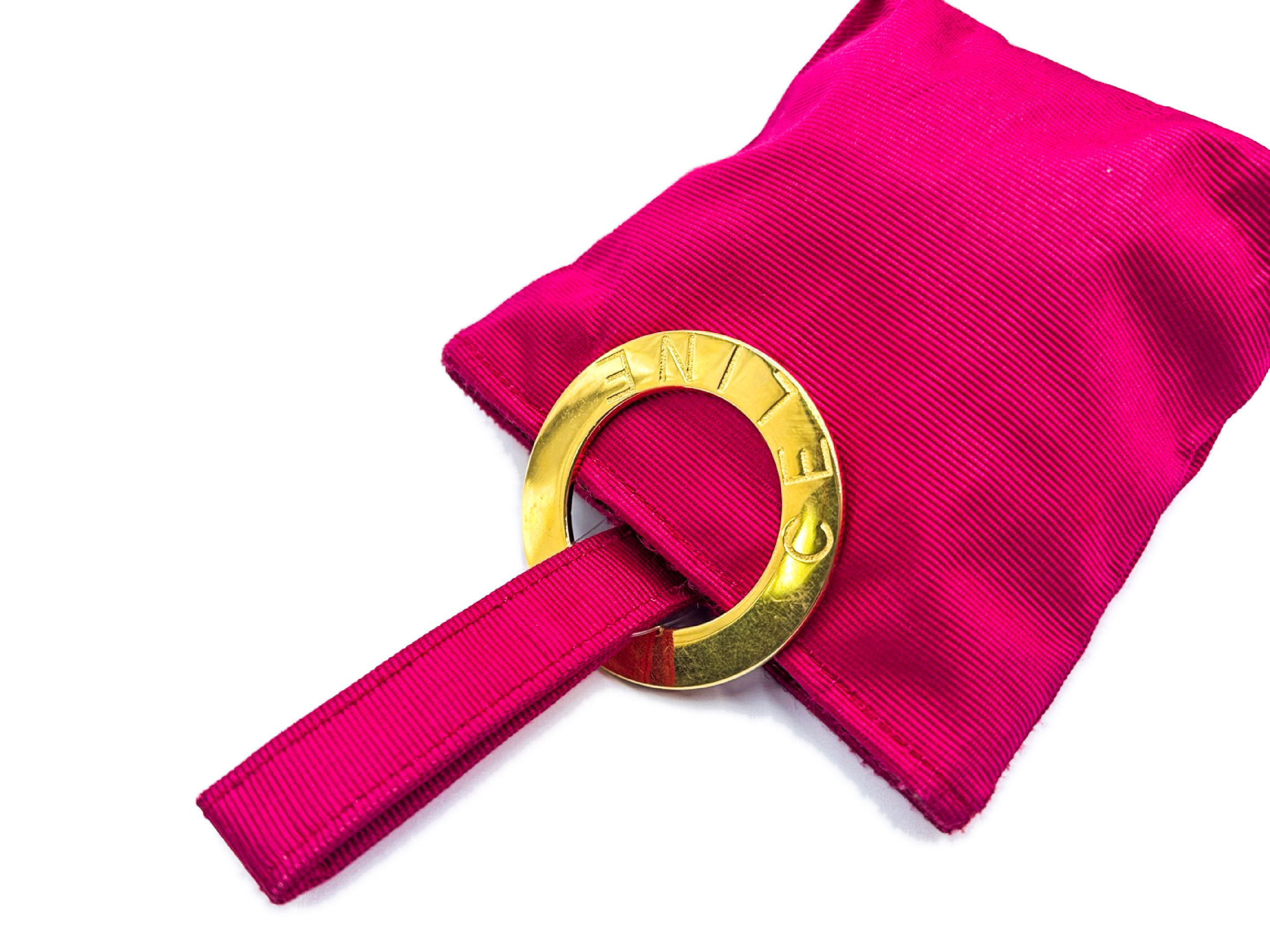 Circle clasp, gold hardware, pink pouch — view 3