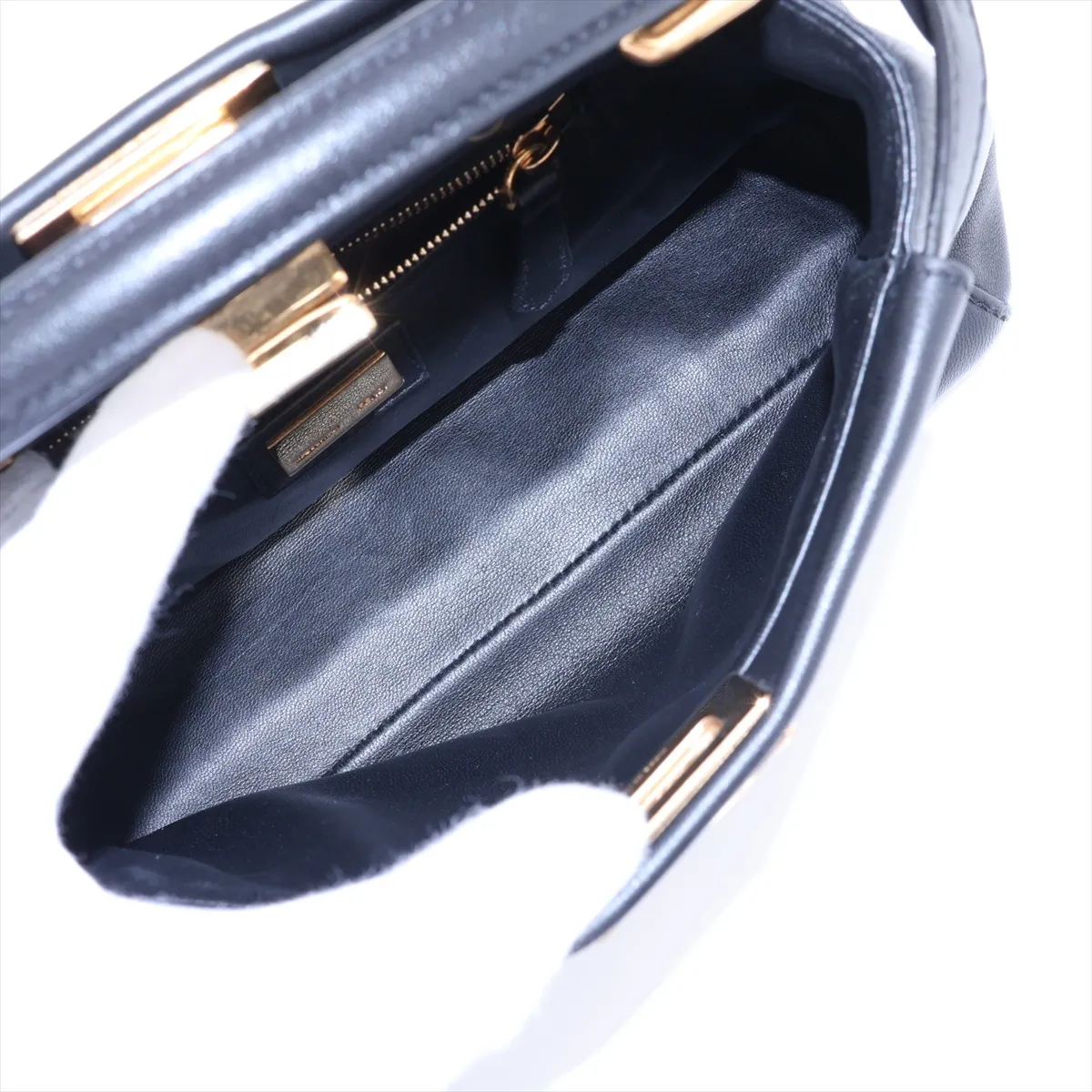 Mini Peekaboo Leather 2-Way Handbag, Black 8BN244 — view 8