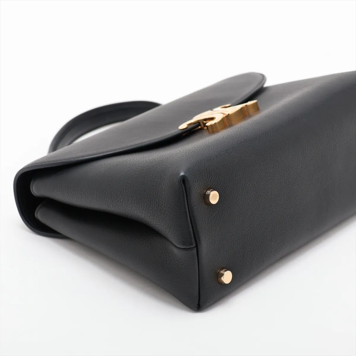 Triomphe Nino Leather 2-Way Handbag, Black — view 4