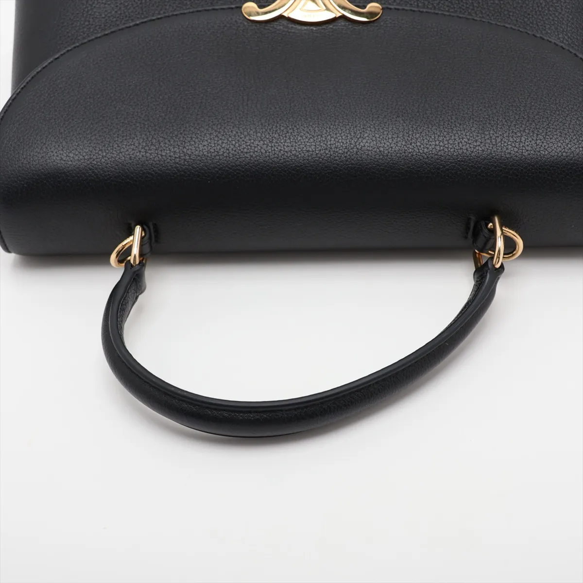 Triomphe Nino Leather 2-Way Handbag, Black — view 5