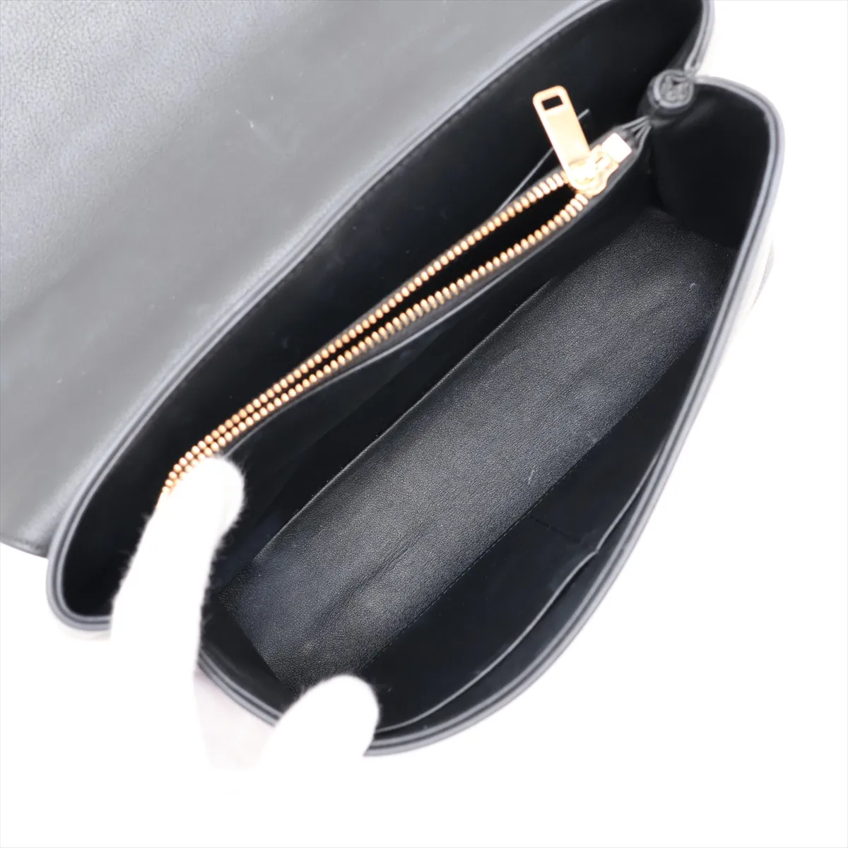 Triomphe Nino Leather 2-Way Handbag, Black — view 8