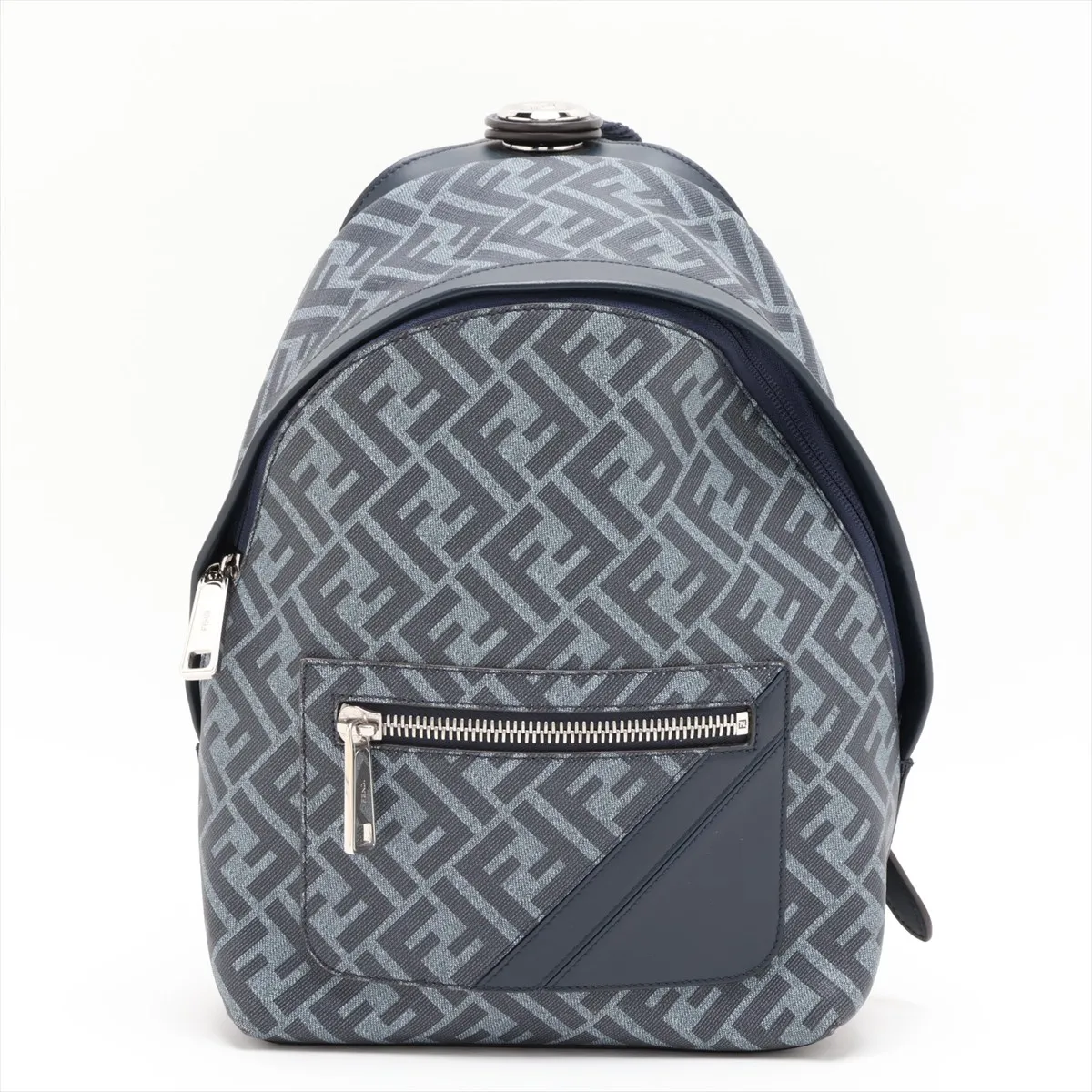 Zucca 7VZ077 PVC x Leather Backpack/Rucksack Navy