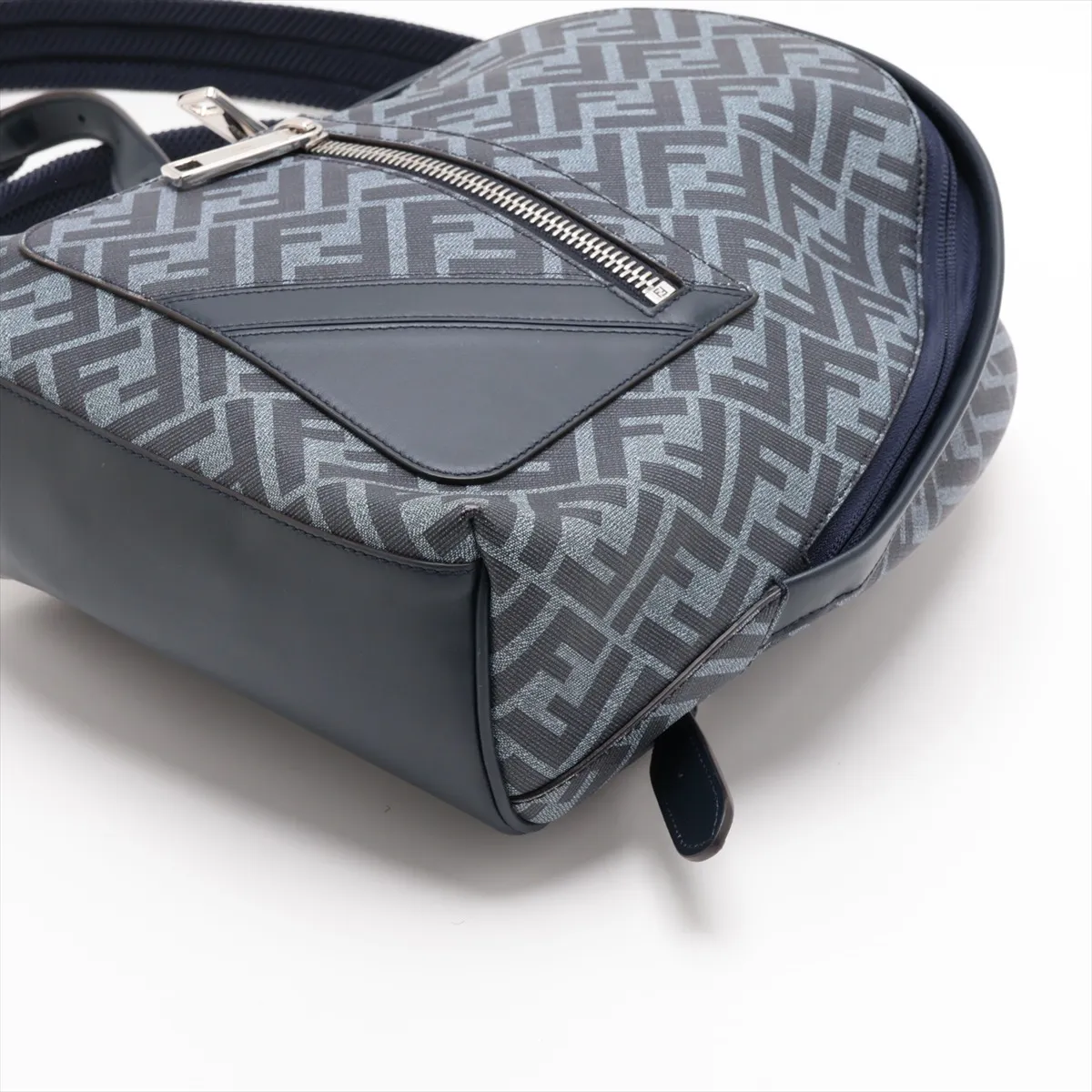 Zucca 7VZ077 PVC x Leather Backpack/Rucksack Navy — view 3