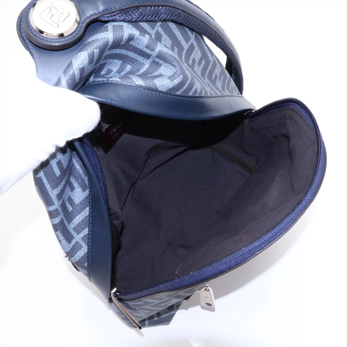 Zucca 7VZ077 PVC x Leather Backpack/Rucksack Navy — view 7