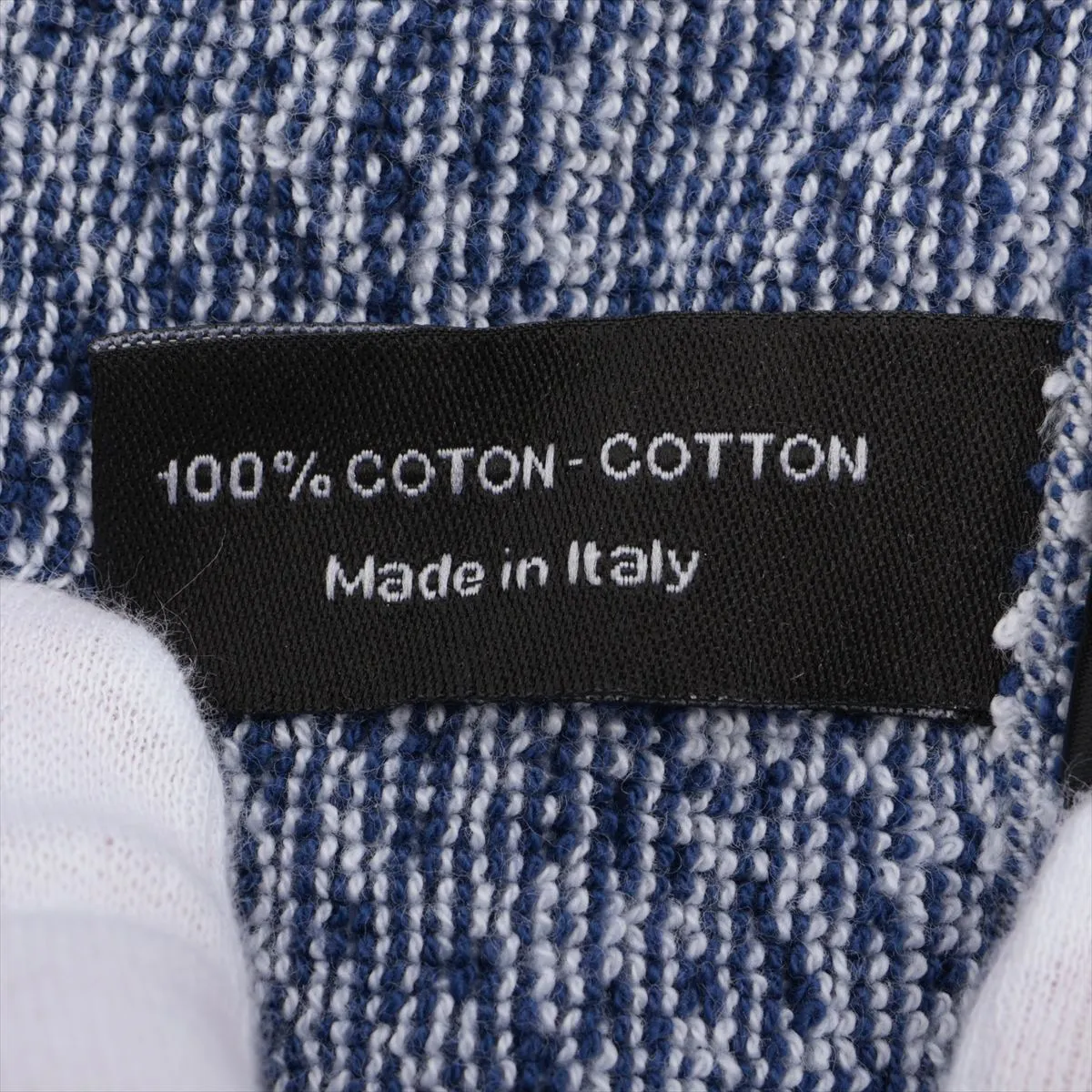 Coco Mark Scarf, Cotton, Blue x White, — view 4