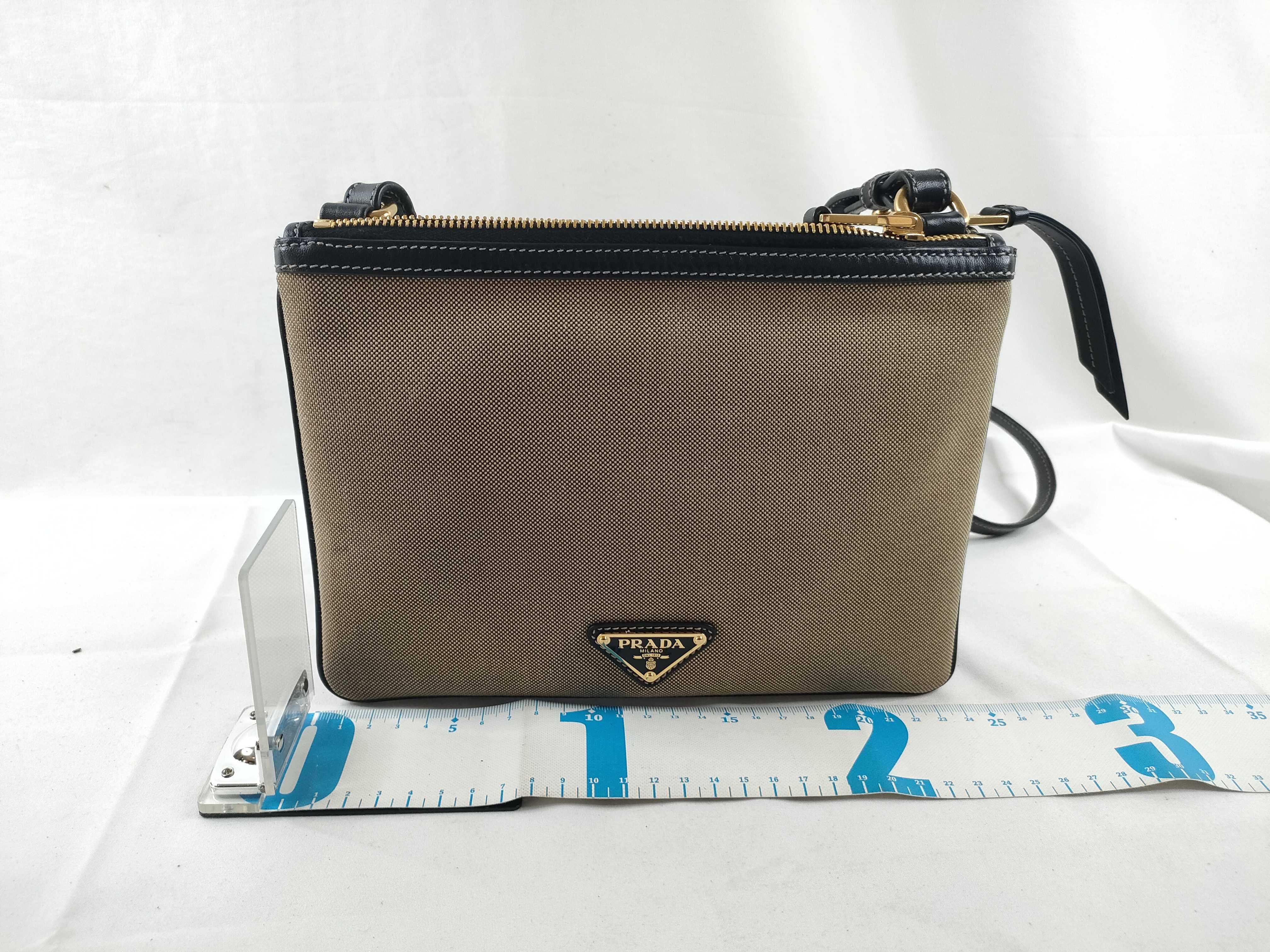 Logo Jacquard Canvas x Leather Shoulder Bag Beige x Black 1BH046 Shoulder Bag — view 2