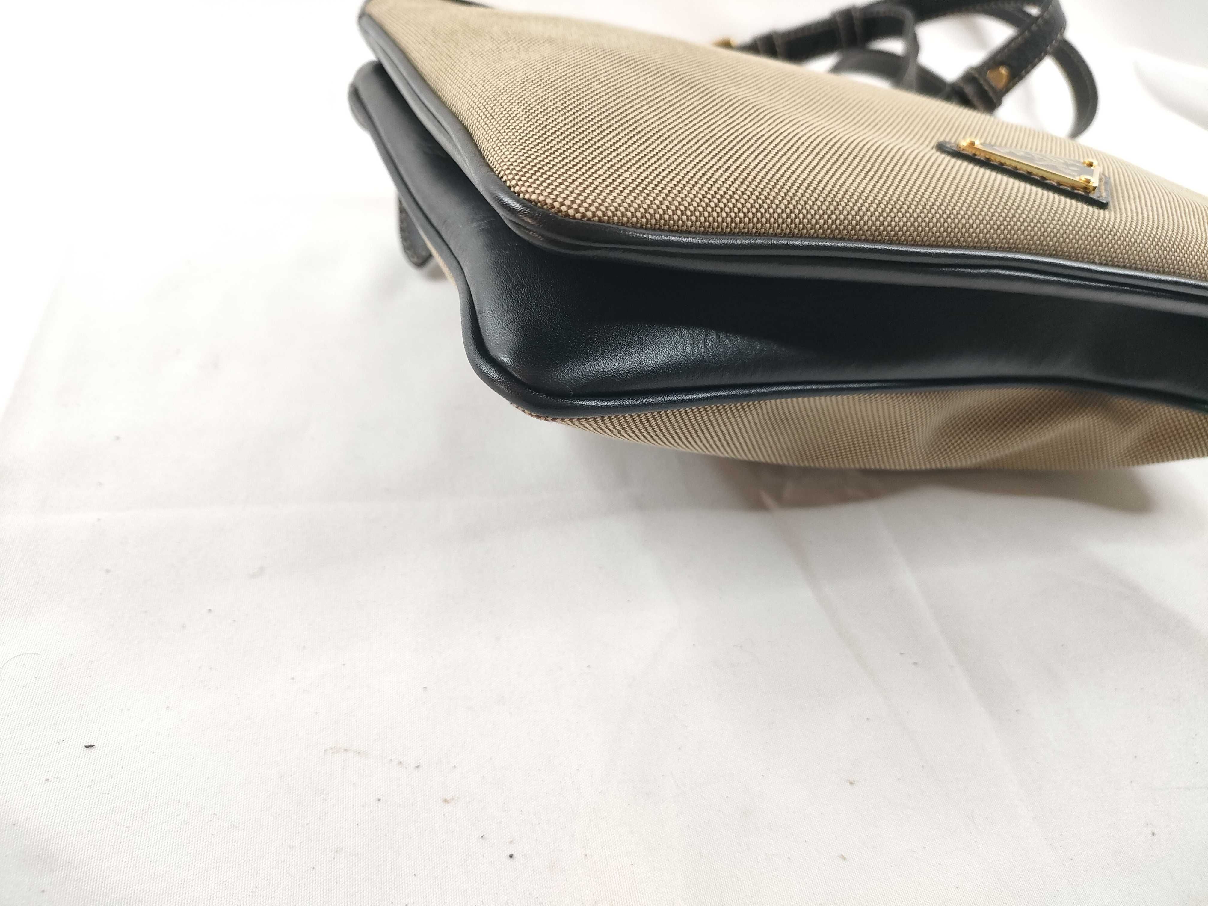 Logo Jacquard Canvas x Leather Shoulder Bag Beige x Black 1BH046 Shoulder Bag — view 3