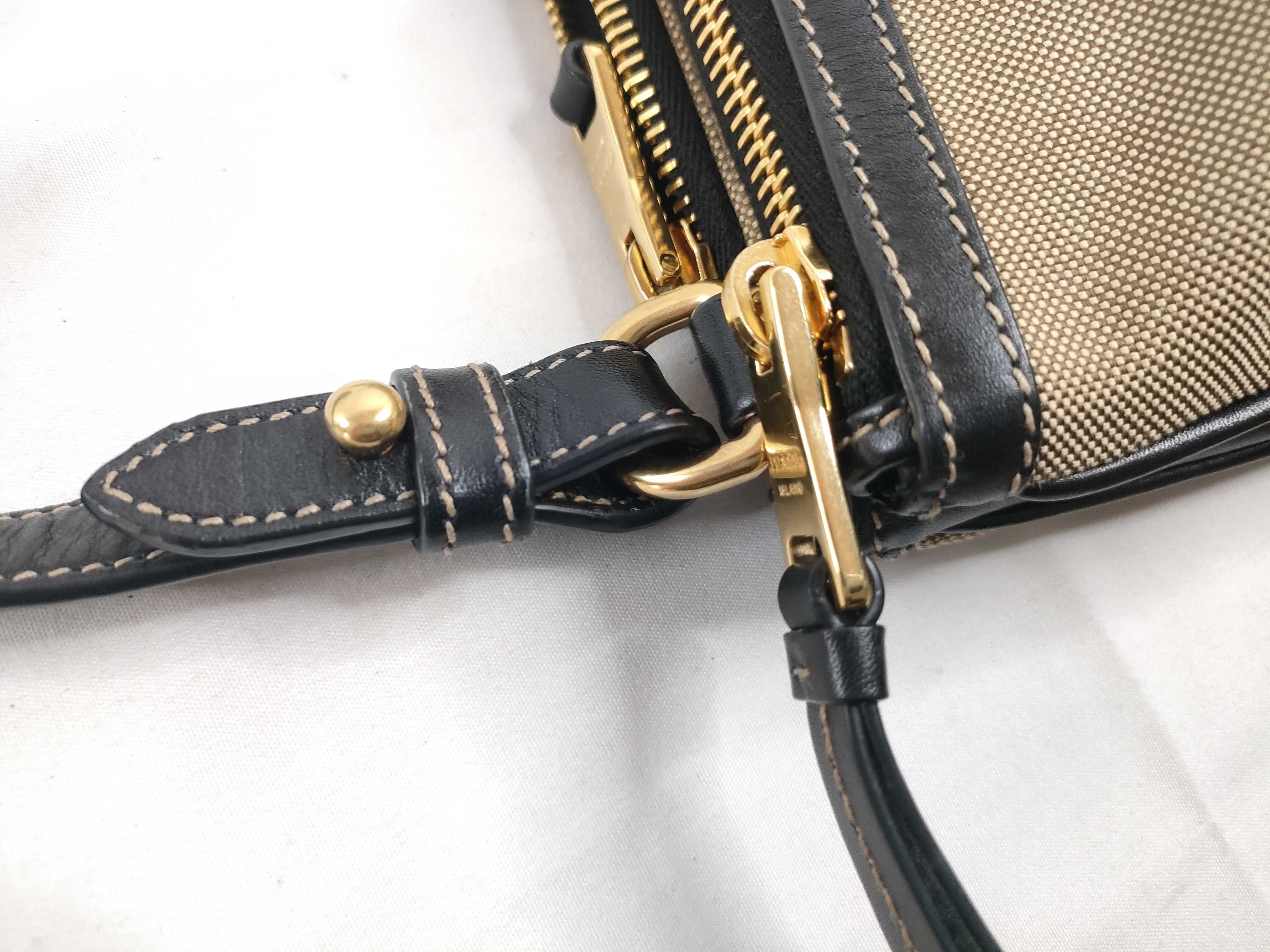 Logo Jacquard Canvas x Leather Shoulder Bag Beige x Black 1BH046 Shoulder Bag — view 8