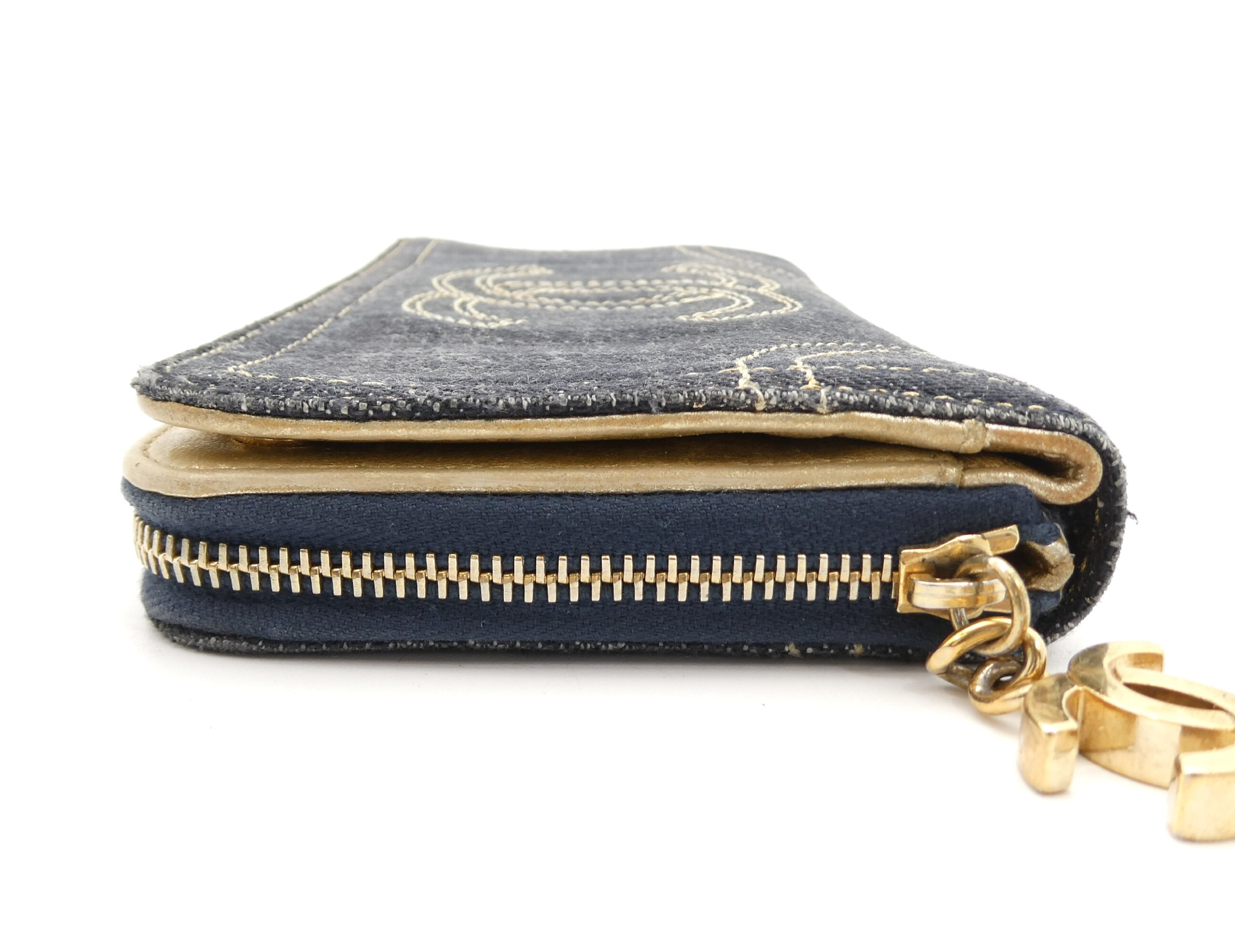 Coco Mark Denim Bi-fold Long Wallet — view 3