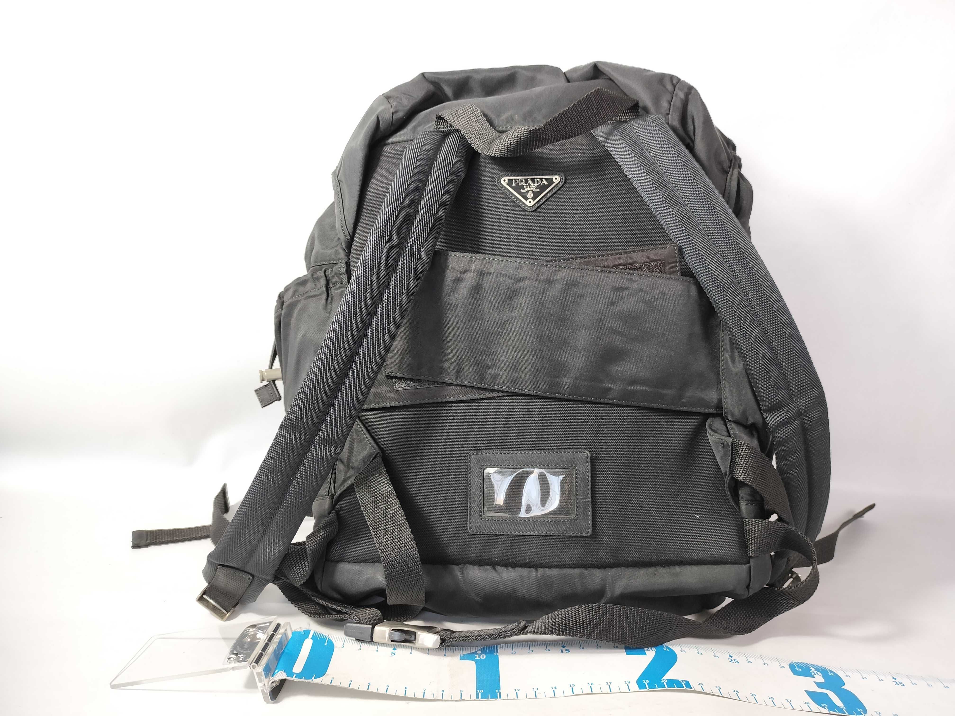 nylon backpack, Prada Tessuto style, black with silver hardware. — view 2