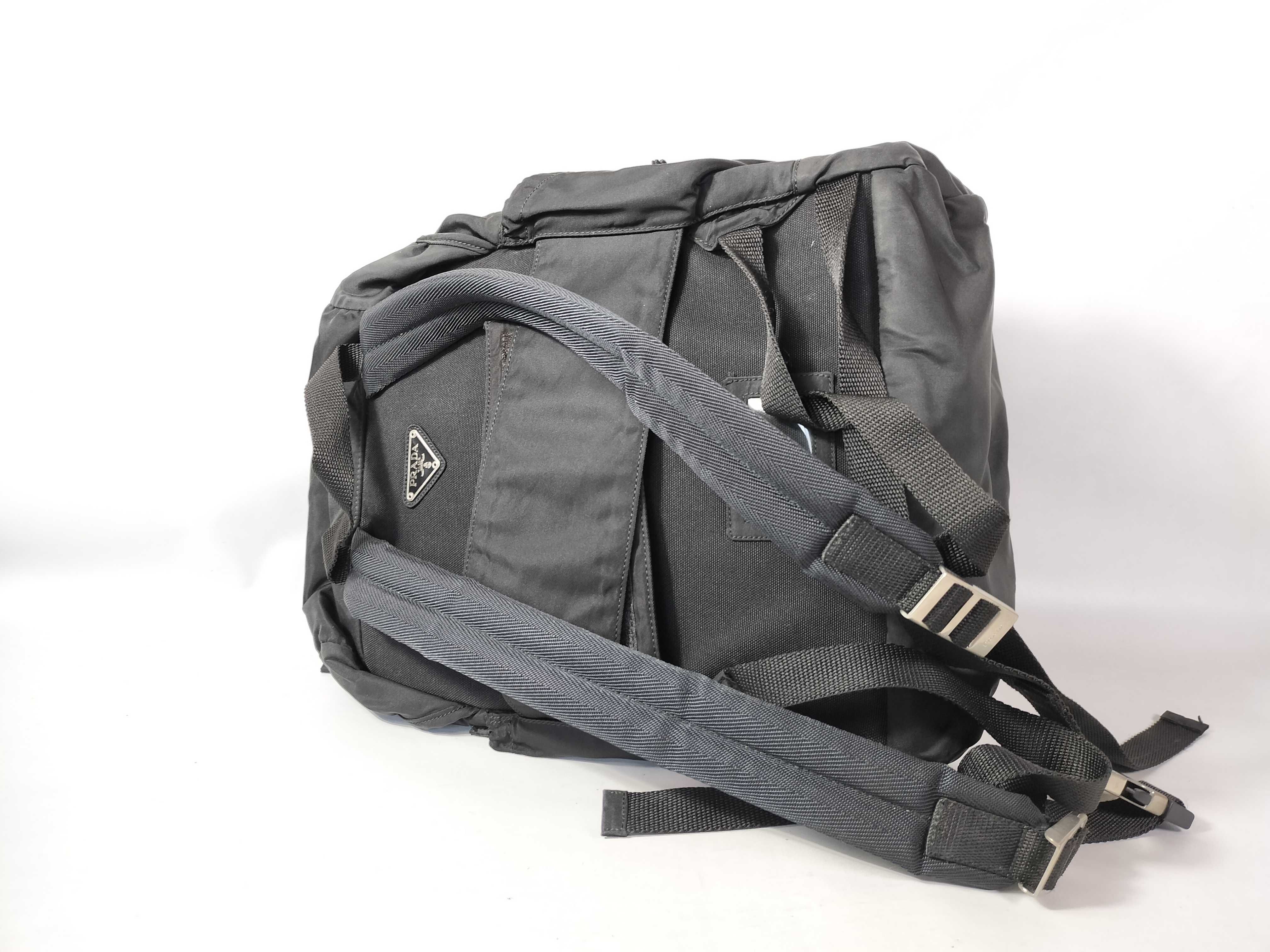 nylon backpack, Prada Tessuto style, black with silver hardware. — view 3