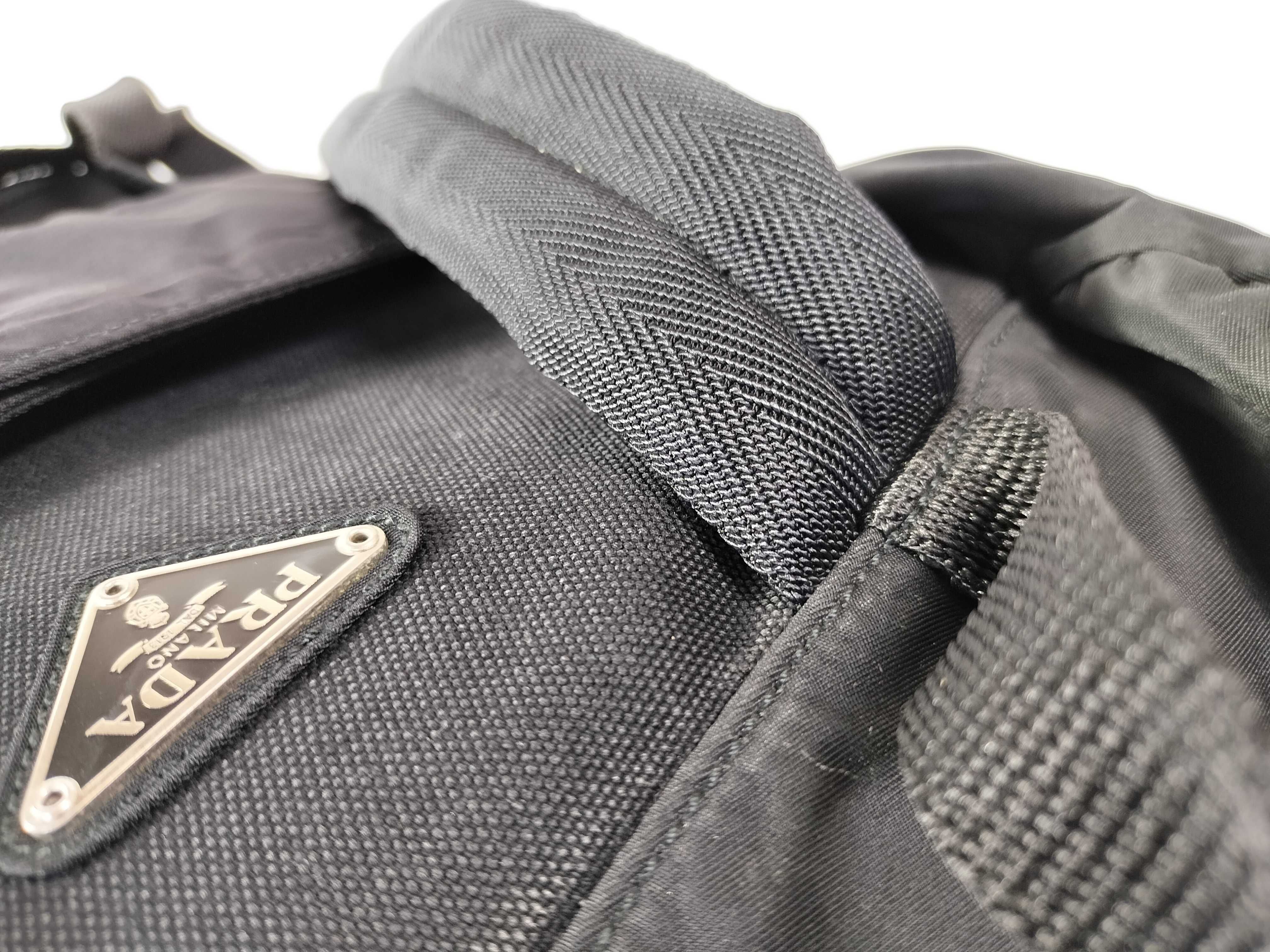 nylon backpack, Prada Tessuto style, black with silver hardware. — view 5