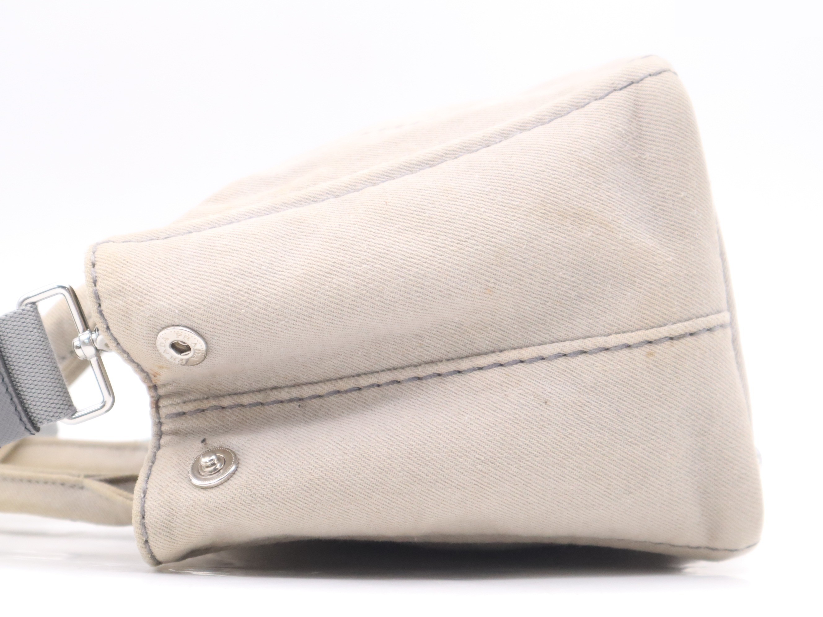 Denim Canapa Tote Mini, Gray, Silver Hardware, with Shoulder Strap — view 3