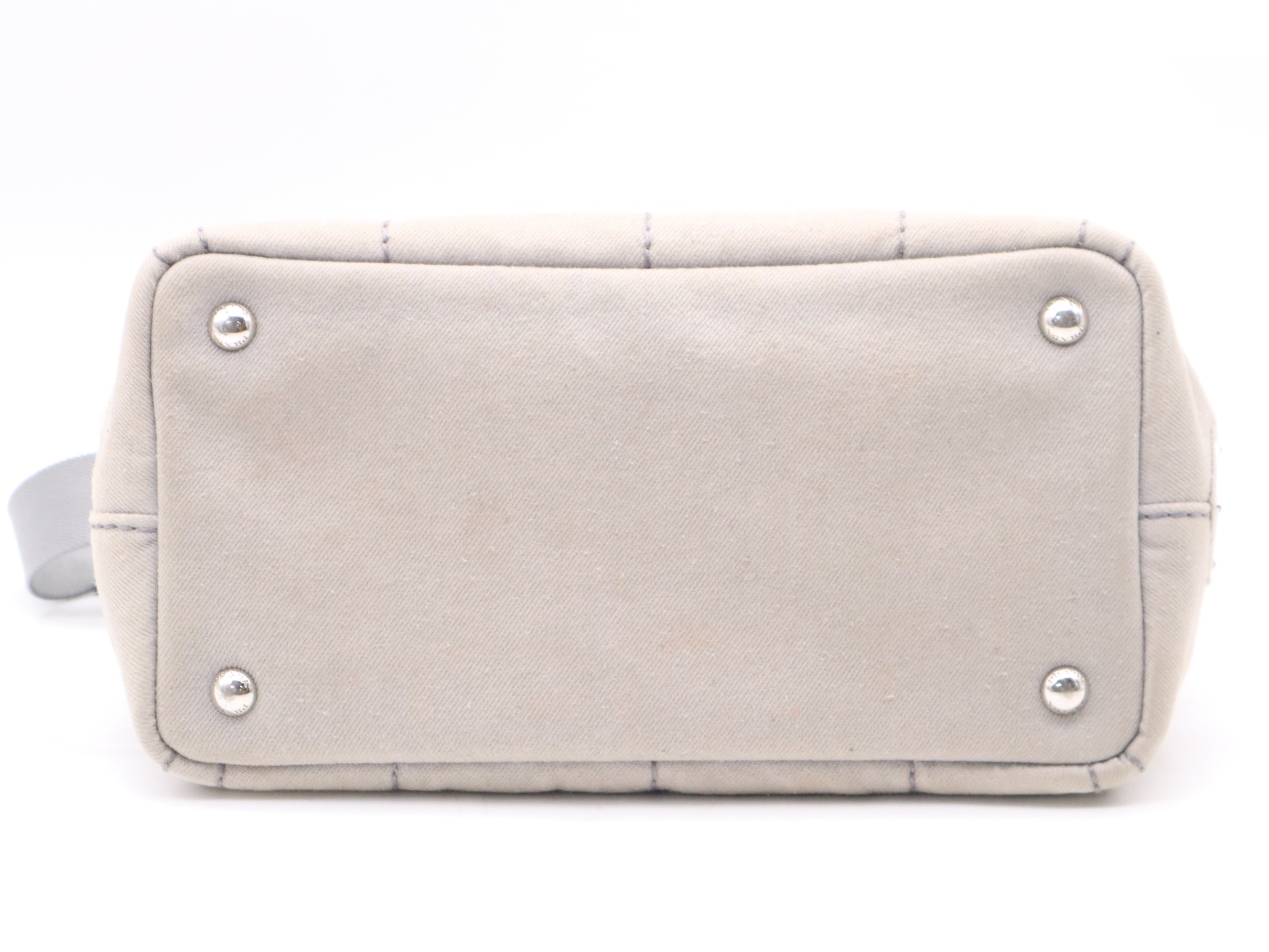 Denim Canapa Tote Mini, Gray, Silver Hardware, with Shoulder Strap — view 4
