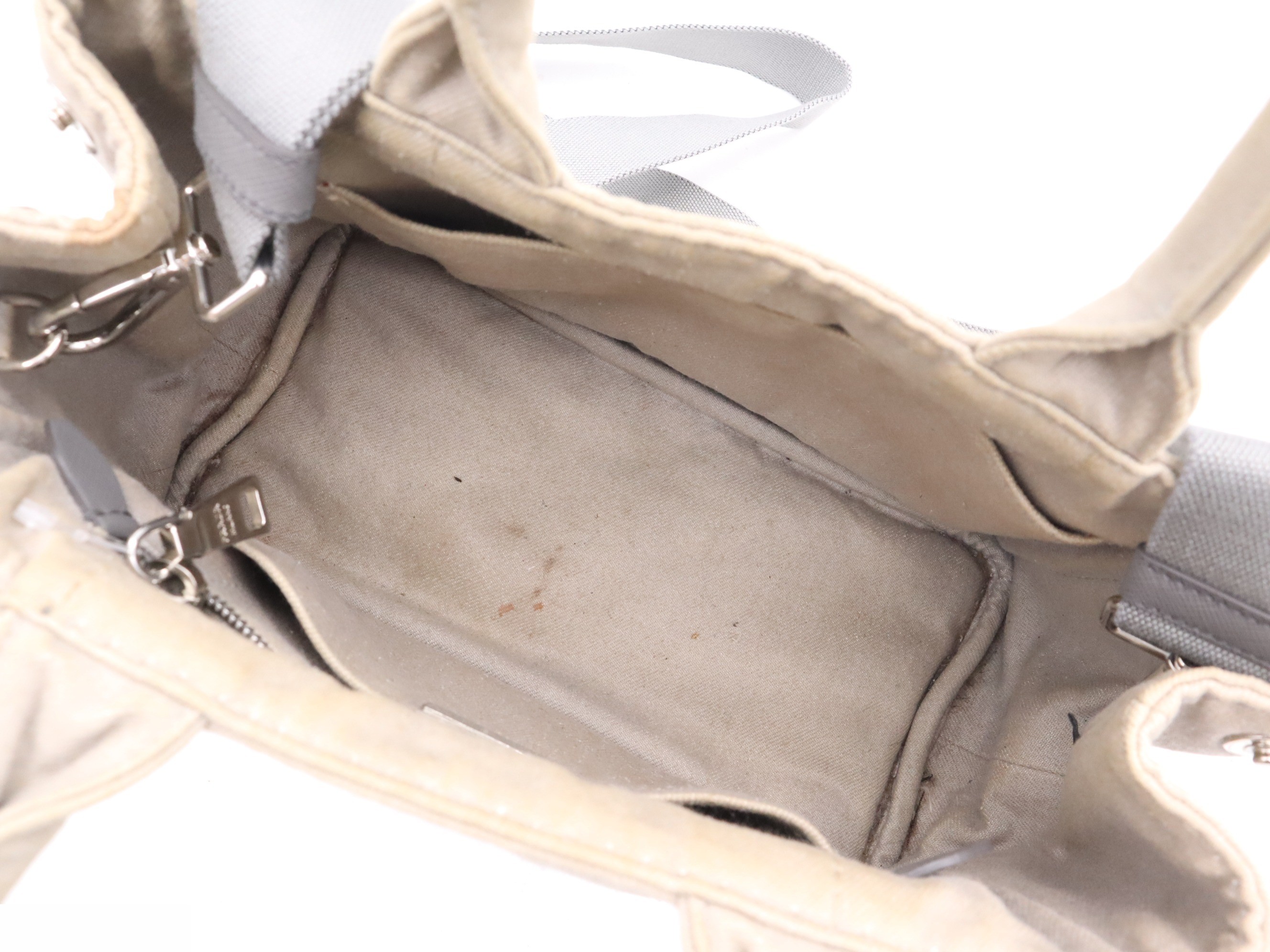 Denim Canapa Tote Mini, Gray, Silver Hardware, with Shoulder Strap — view 7