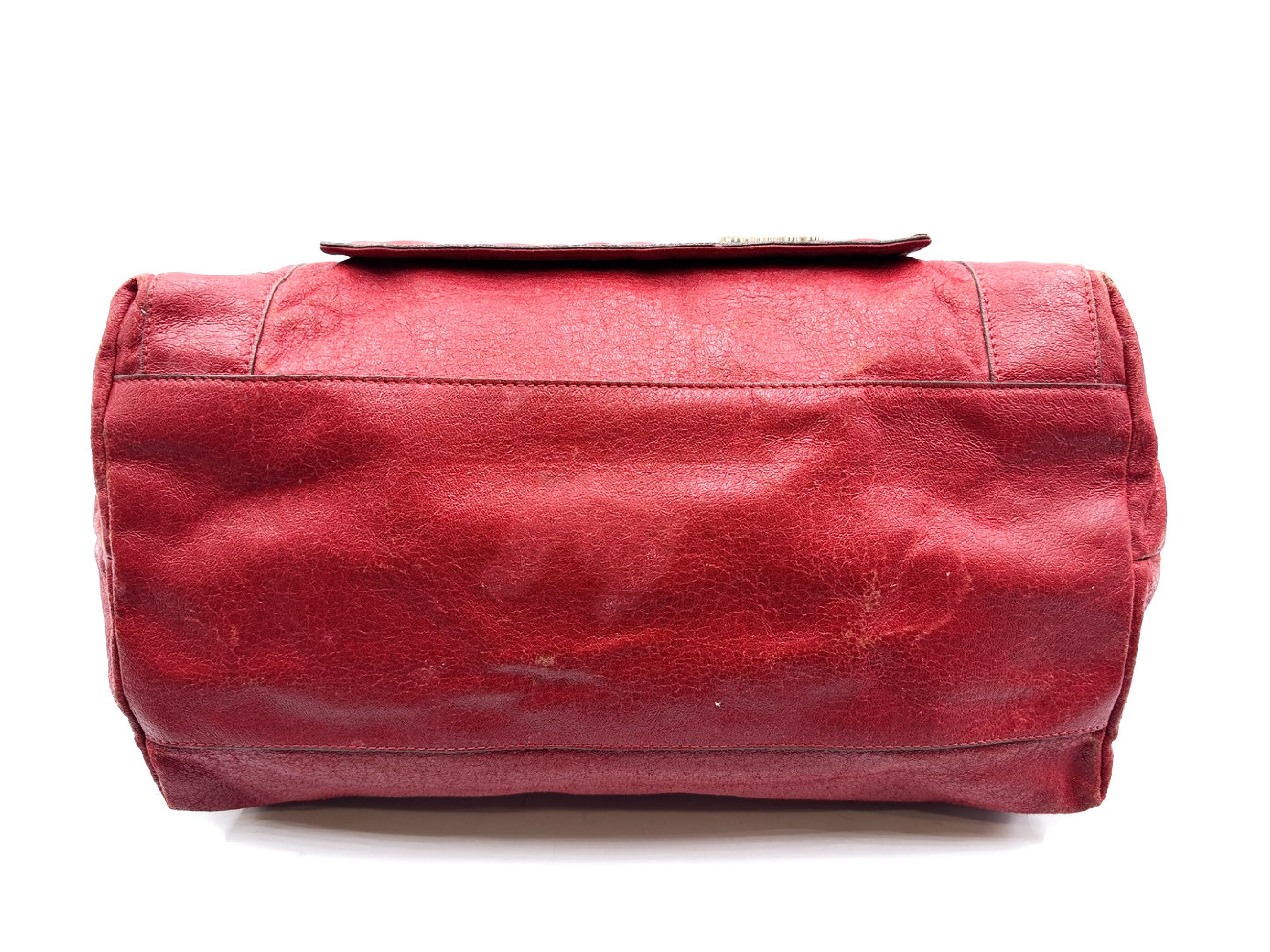 leather tote bag with gold hardware, red. — view 6