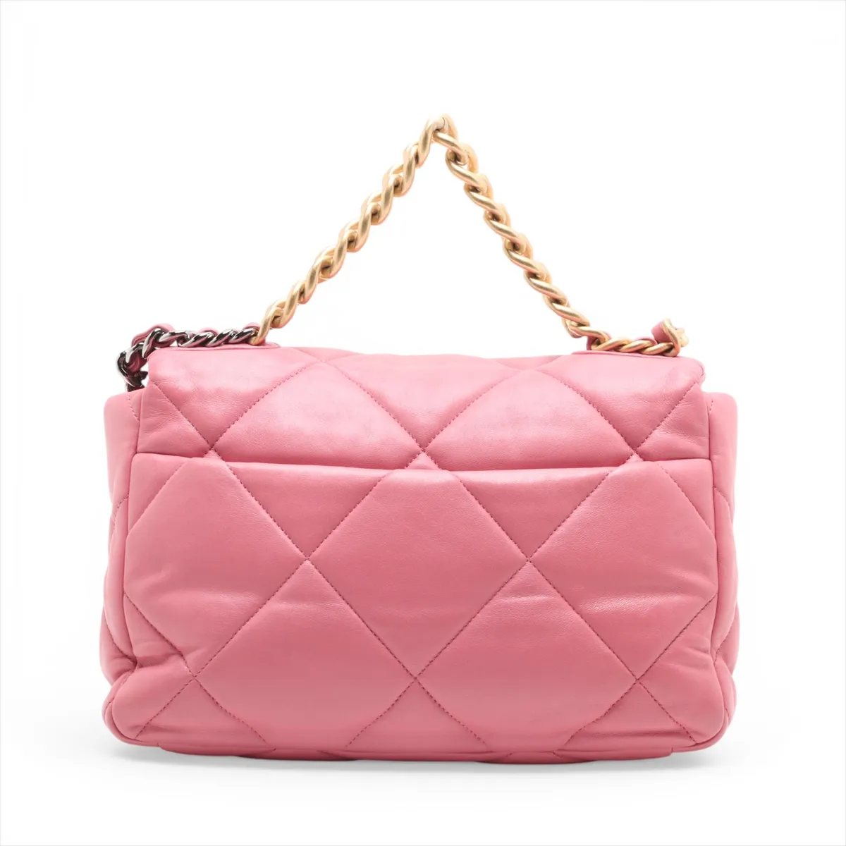 19 Large Lambskin Chain Shoulder Bag Pink Gold x Silver Hardware K1L19433 Random Plate AS1161 — view 2