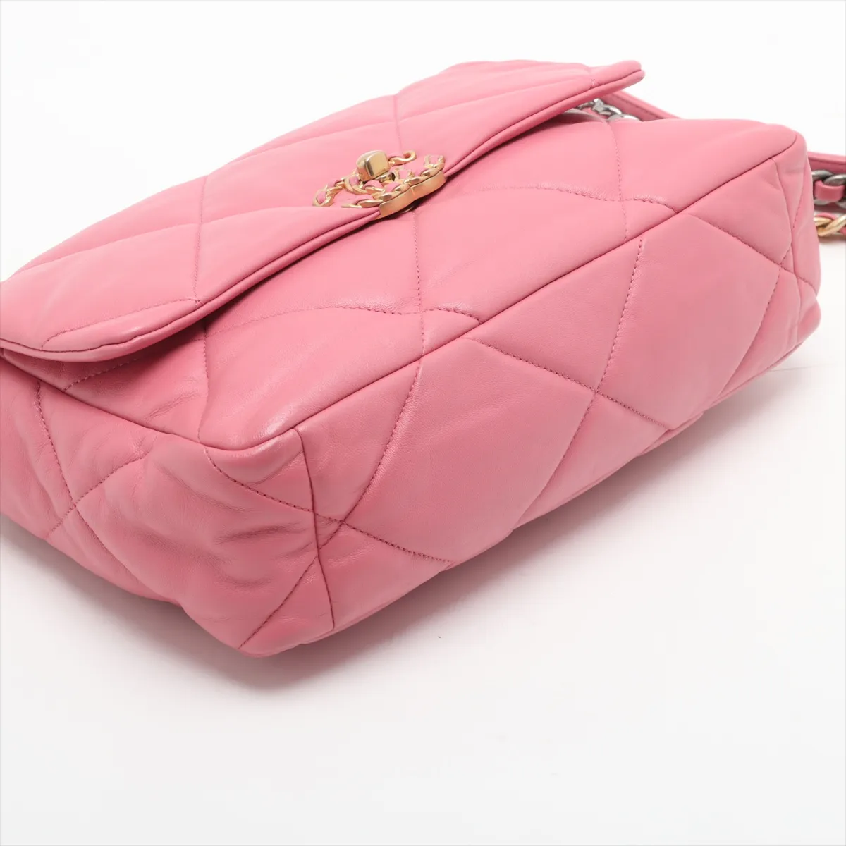19 Large Lambskin Chain Shoulder Bag Pink Gold x Silver Hardware K1L19433 Random Plate AS1161 — view 4