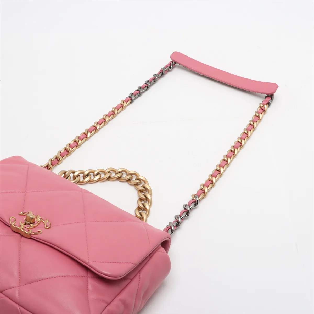 19 Large Lambskin Chain Shoulder Bag Pink Gold x Silver Hardware K1L19433 Random Plate AS1161 — view 7