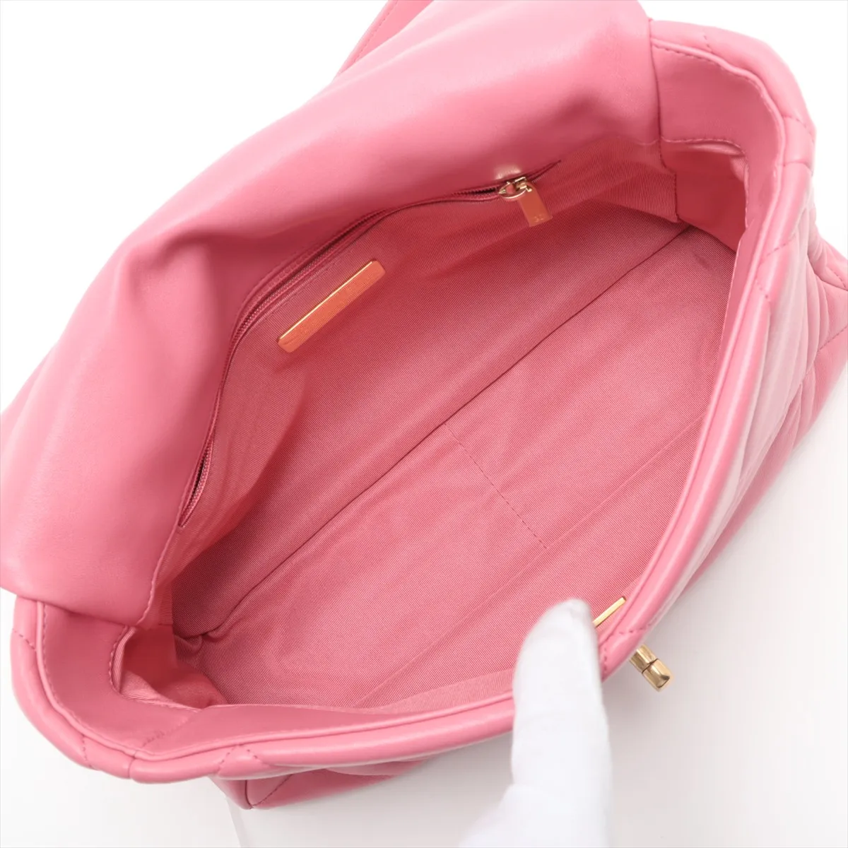 19 Large Lambskin Chain Shoulder Bag Pink Gold x Silver Hardware K1L19433 Random Plate AS1161 — view 8