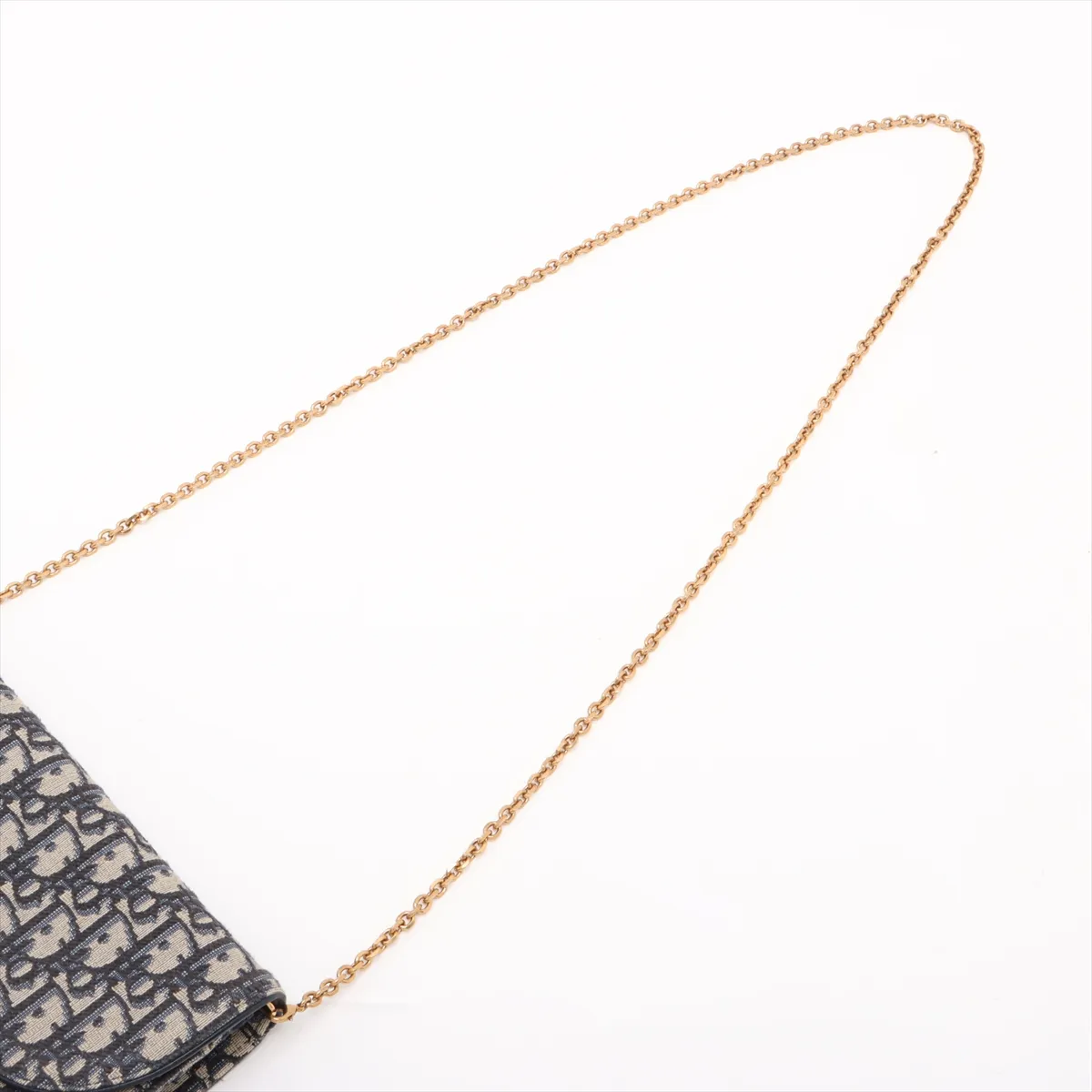 Oblique Saddle Canvas Chain Shoulder Bag, Navy — view 5
