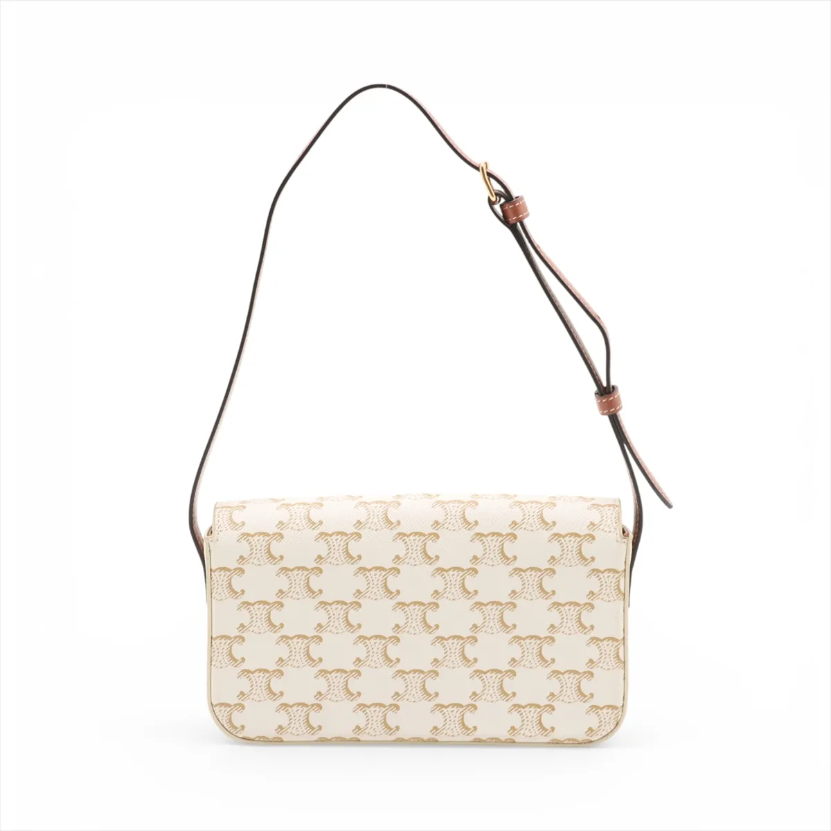 Triomphe Claude PVC x Leather Shoulder Bag White x Beige — view 2