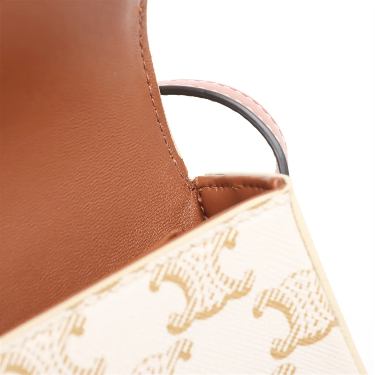 Triomphe Claude PVC x Leather Shoulder Bag White x Beige — view 11