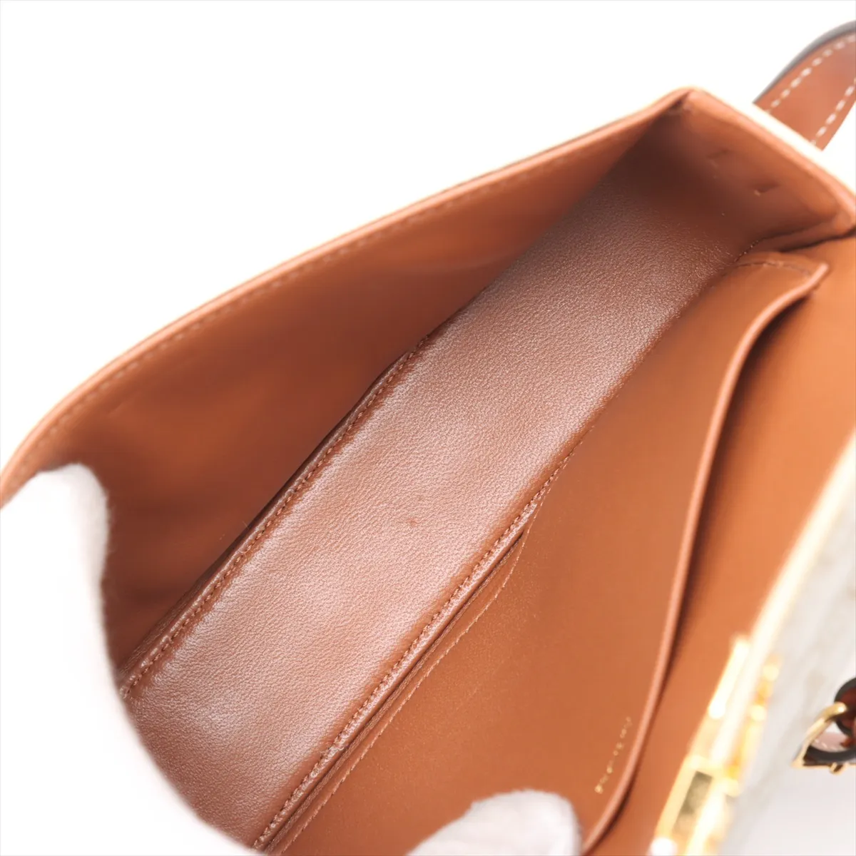 Triomphe Claude PVC x Leather Shoulder Bag White x Beige — view 7