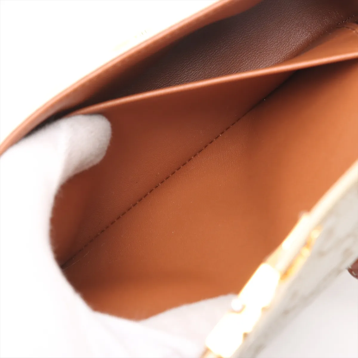 Triomphe Claude PVC x Leather Shoulder Bag White x Beige — view 8