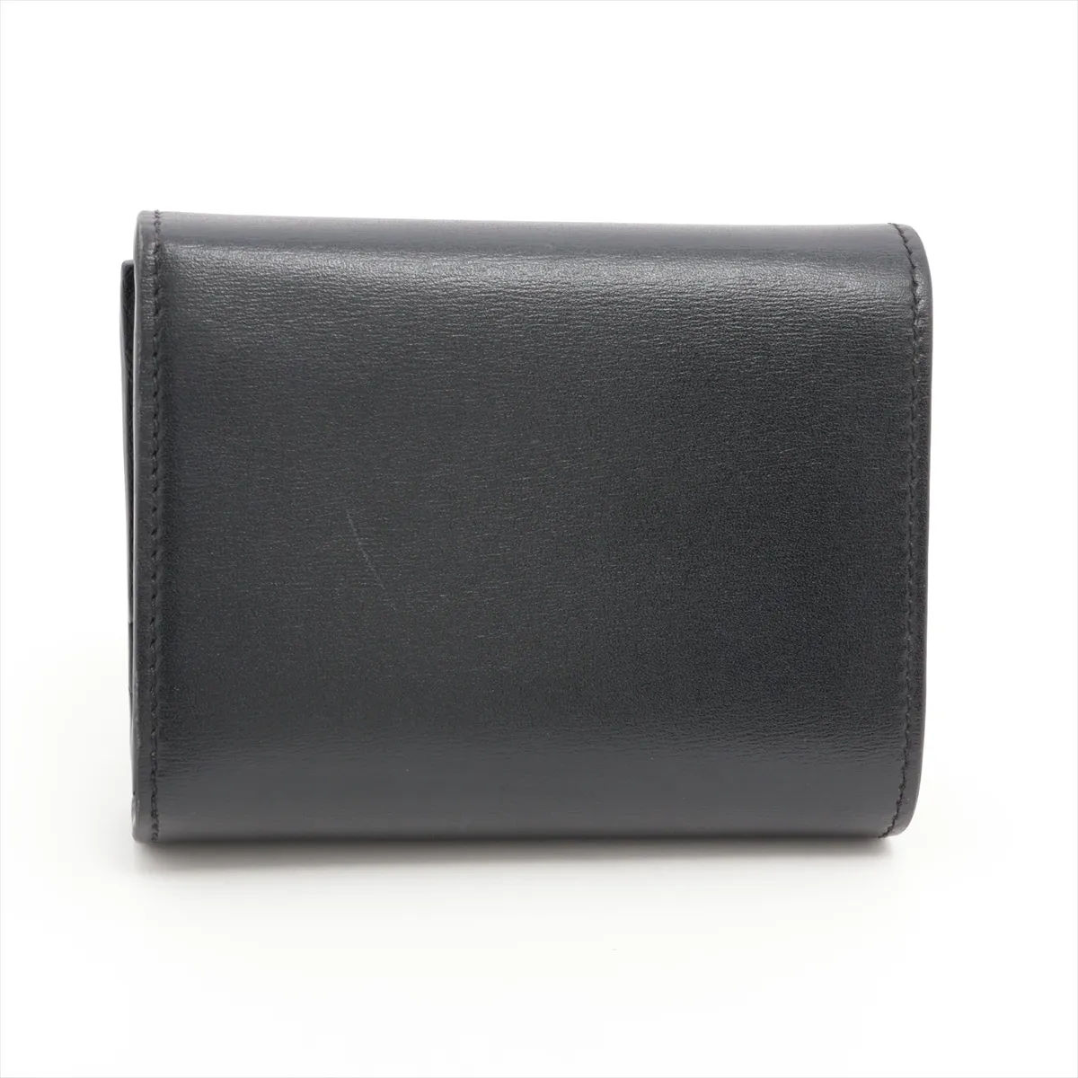 Triomphe Small Flap Wallet Leather Compact Wallet Black — view 2