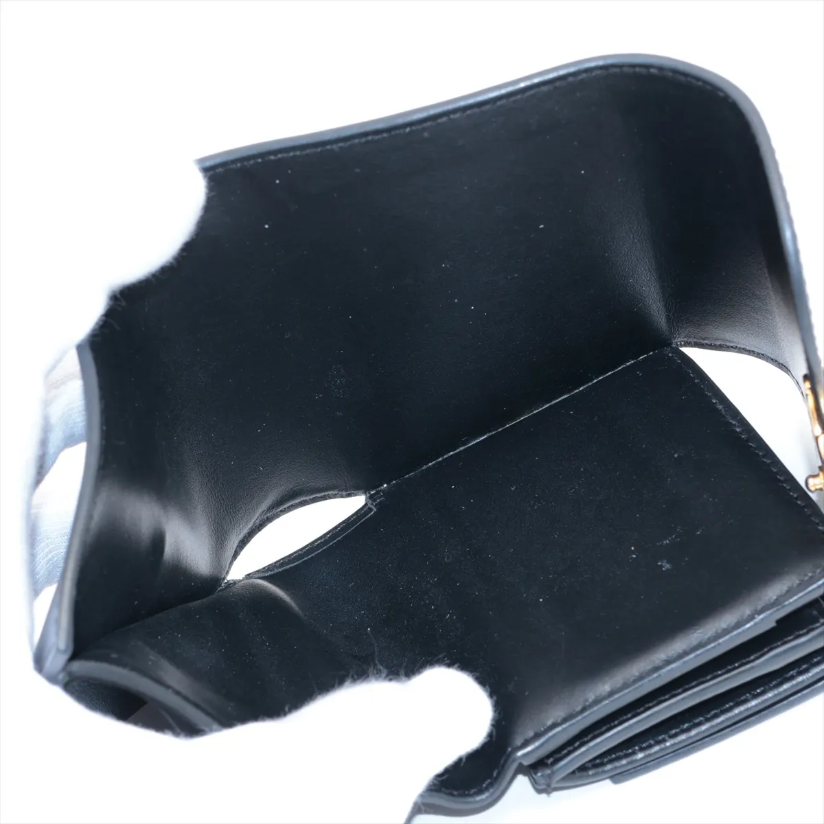 Triomphe Small Flap Wallet Leather Compact Wallet Black — view 6