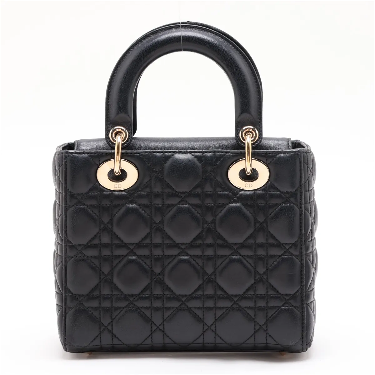 Cannage My Lady Dior Leather 2-Way Handbag, Black, with Charm — view 2