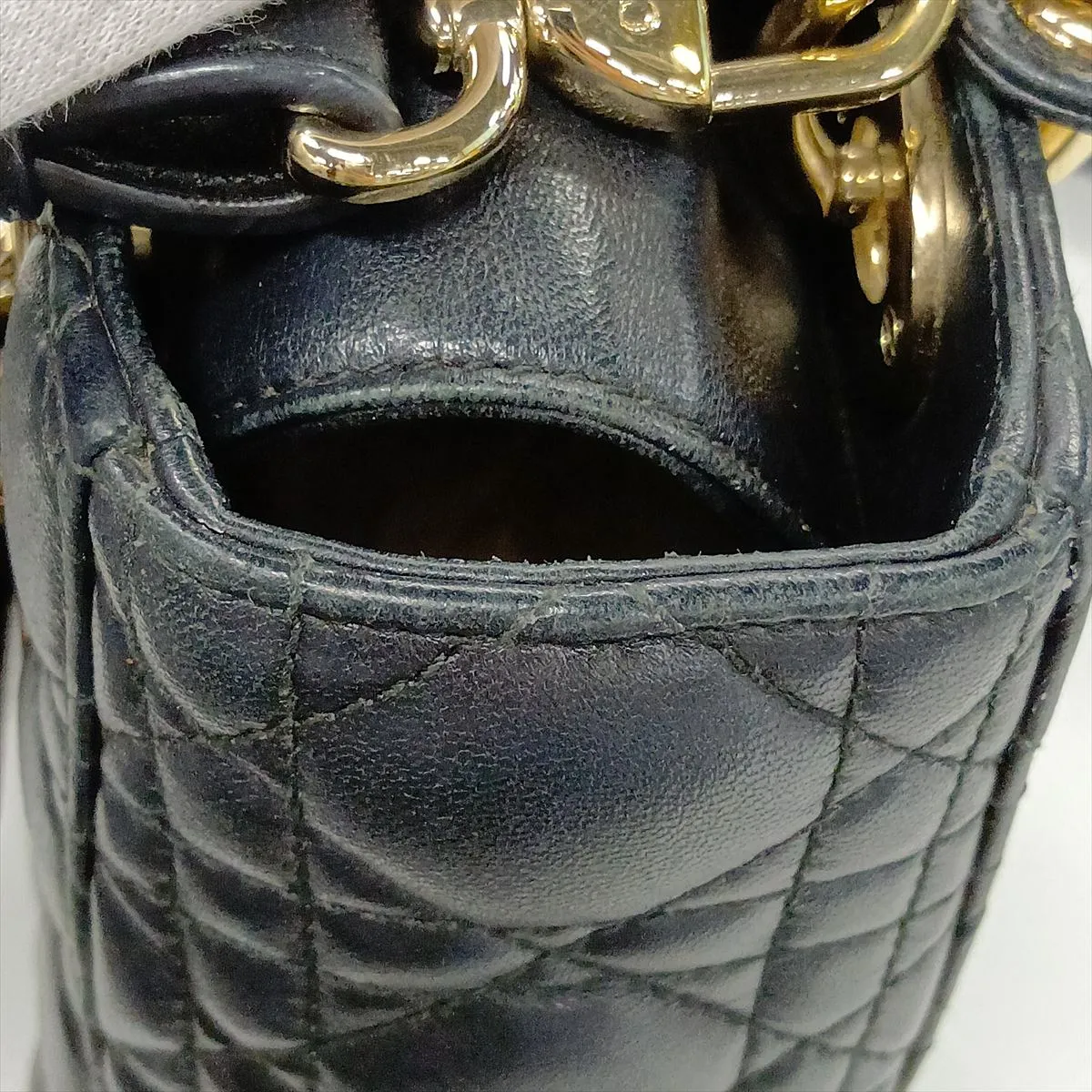Cannage My Lady Dior Leather 2-Way Handbag, Black, with Charm — view 12