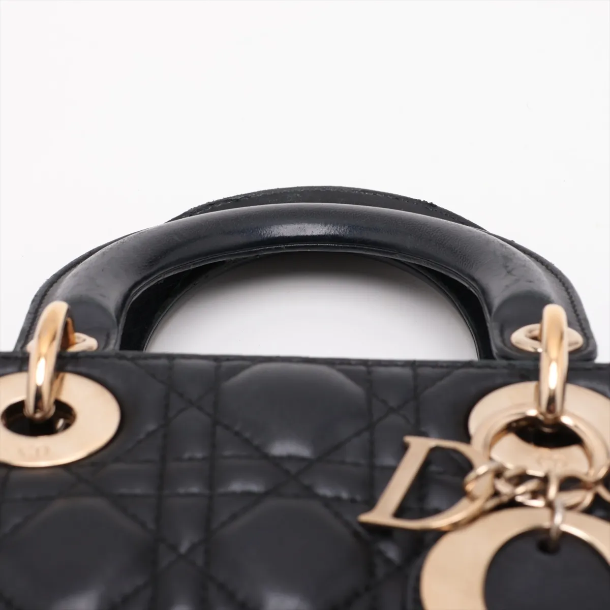 Cannage My Lady Dior Leather 2-Way Handbag, Black, with Charm — view 6