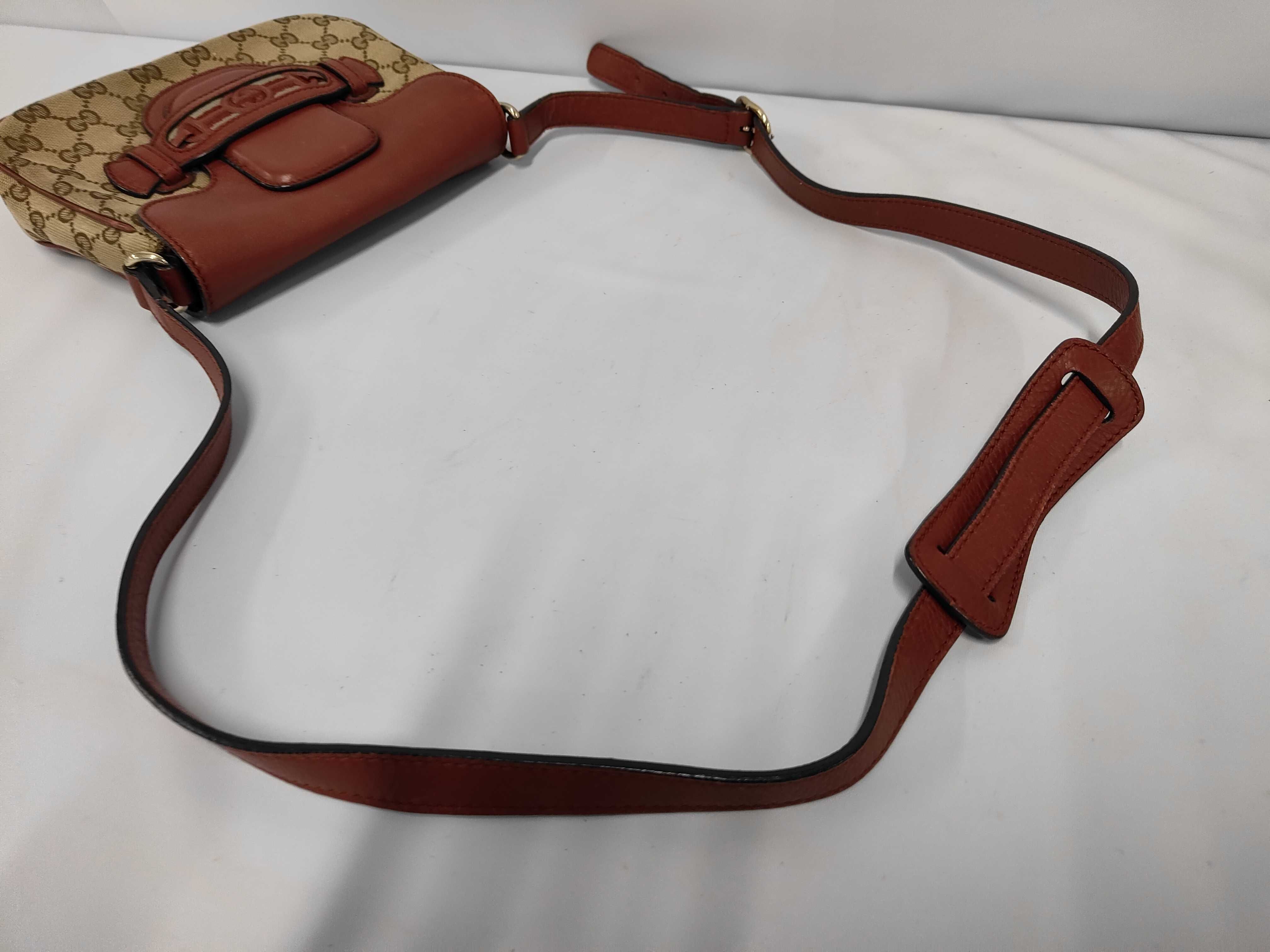 Dressage Flap Crossbody Bag, Red/Beige, Monogram Canvas, Gold Hardware — view 5