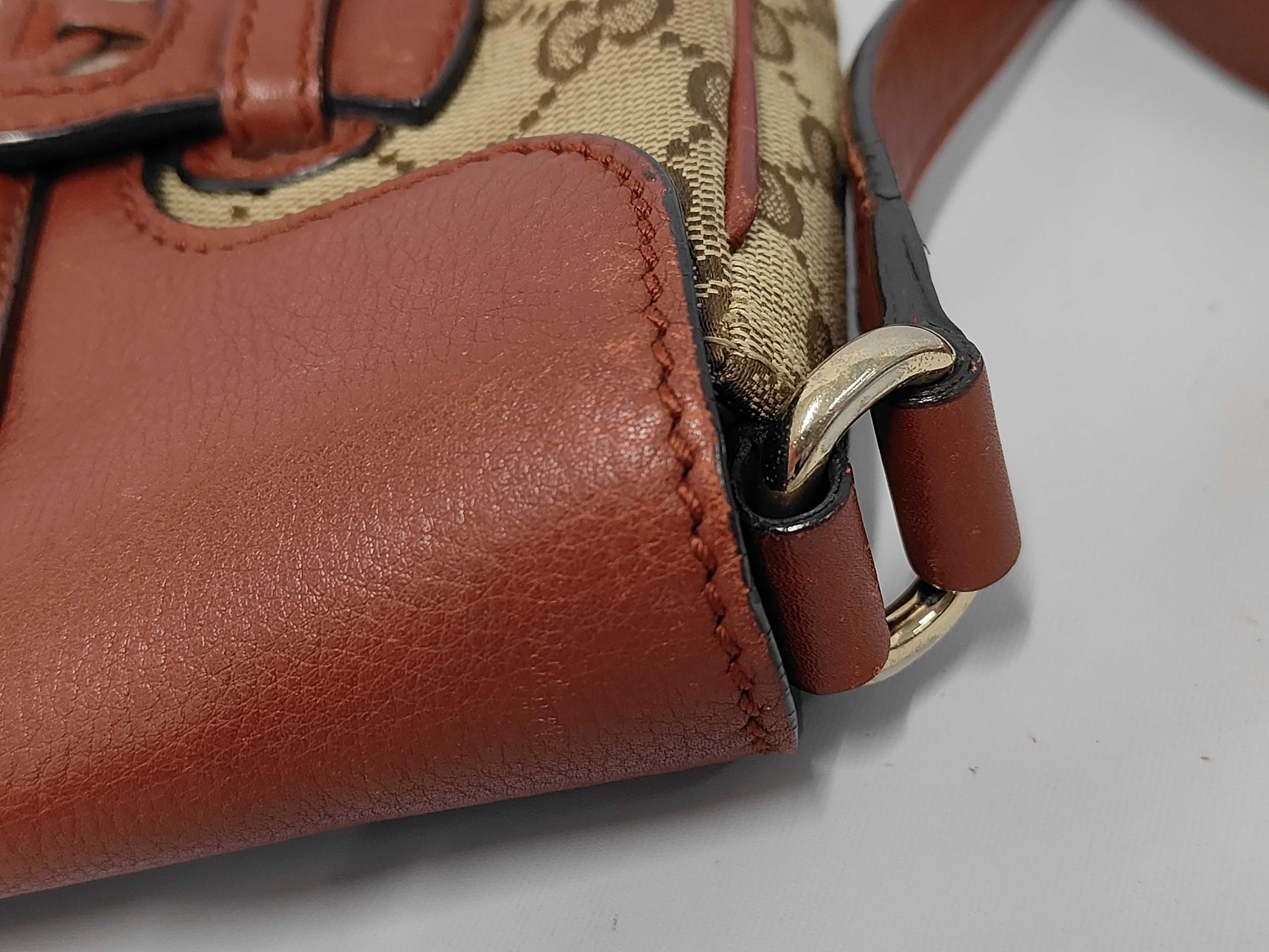 Dressage Flap Crossbody Bag, Red/Beige, Monogram Canvas, Gold Hardware — view 7
