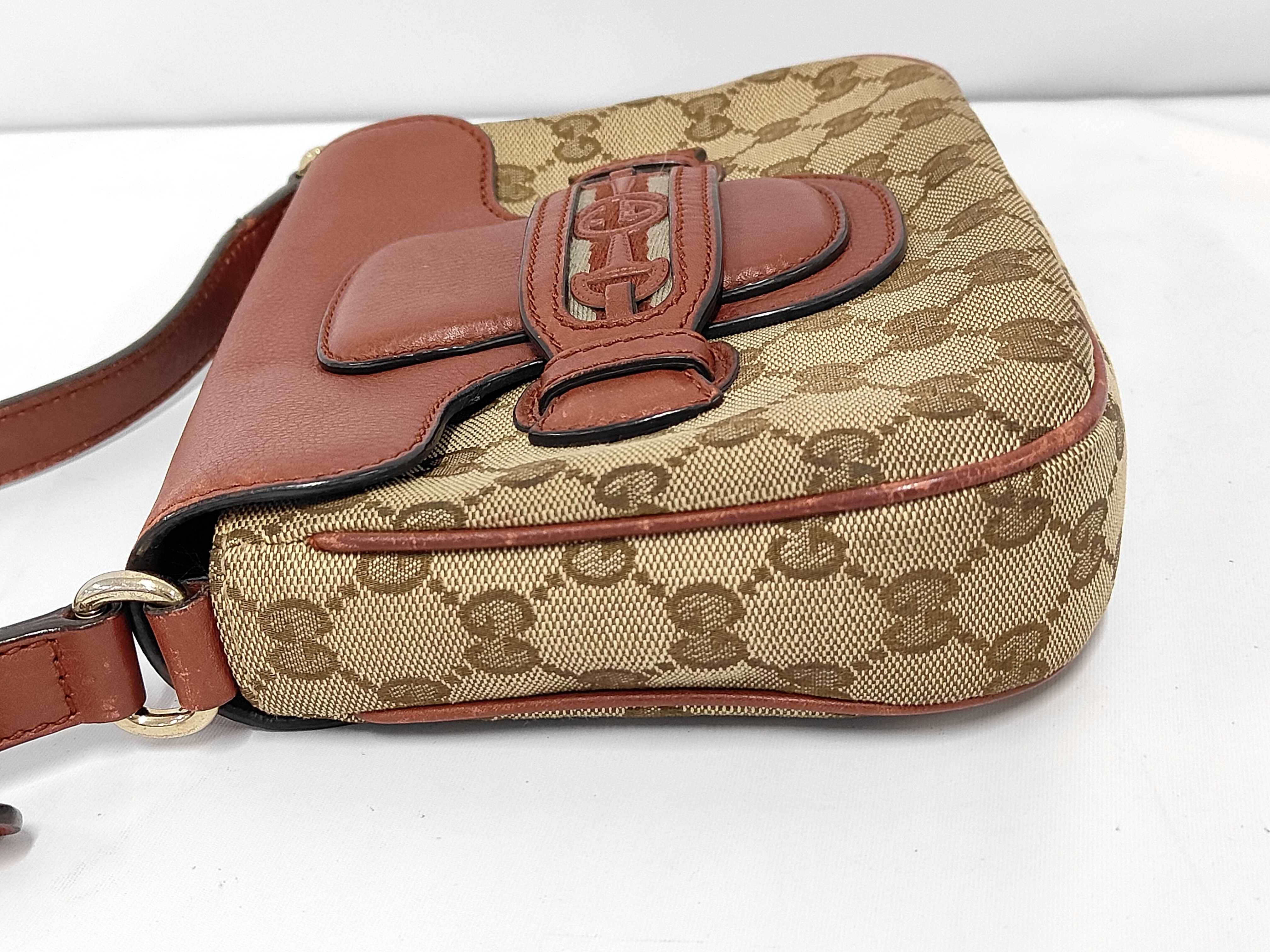 Dressage Flap Crossbody Bag, Red/Beige, Monogram Canvas, Gold Hardware — view 8