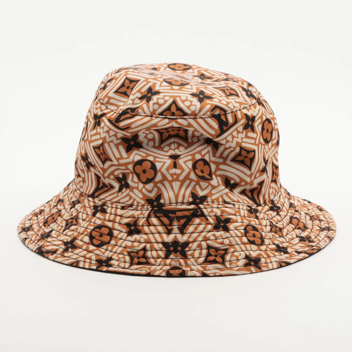 M73653 Chapeau LV Crafty Reversible Hat, Nylon x Polyurethane, Brown x Black. Shows signs of wear, — view 3