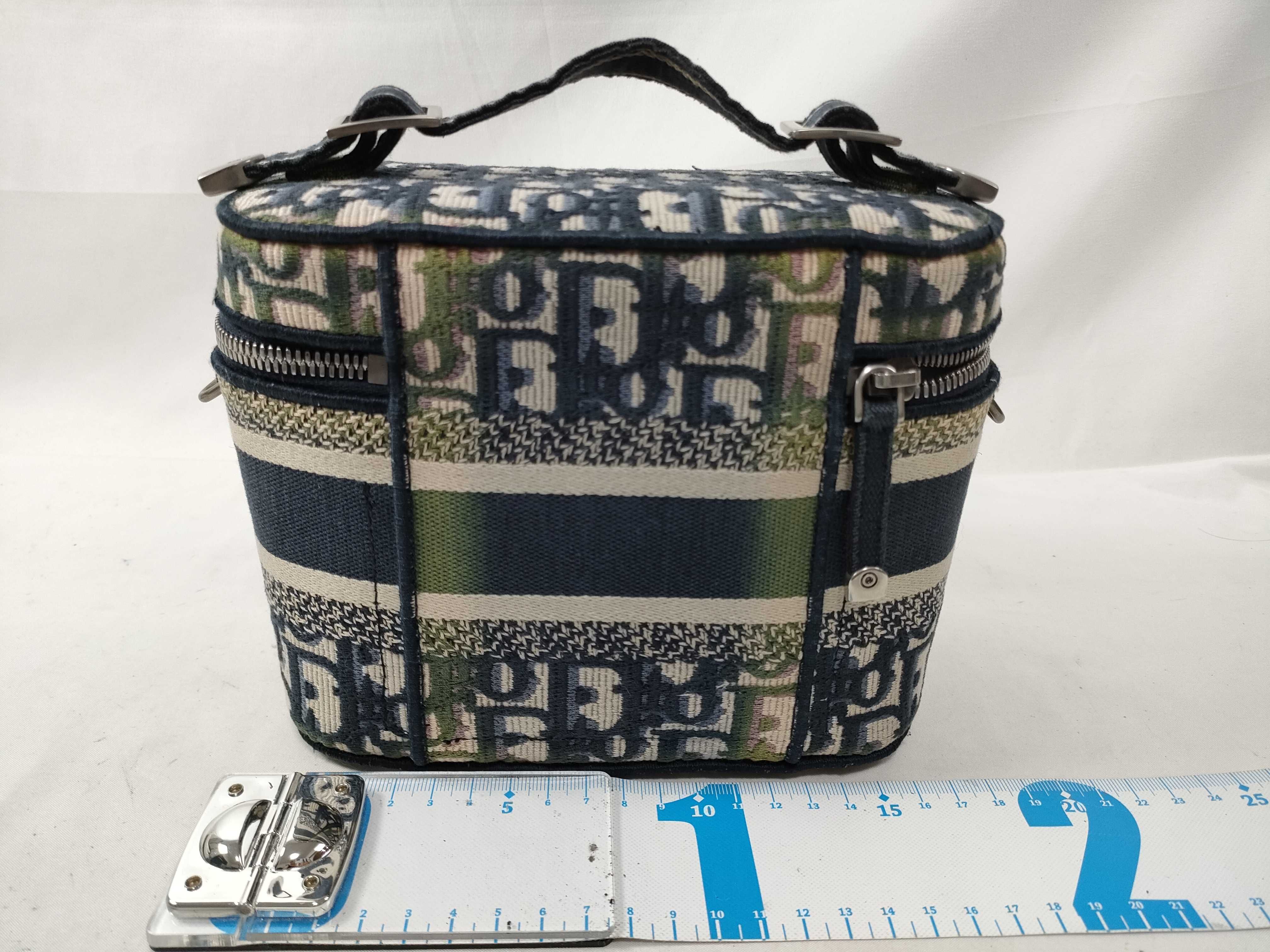 Oblique Canvas 2-Way Vanity Bag Navy x Green Vanity Bag — view 2