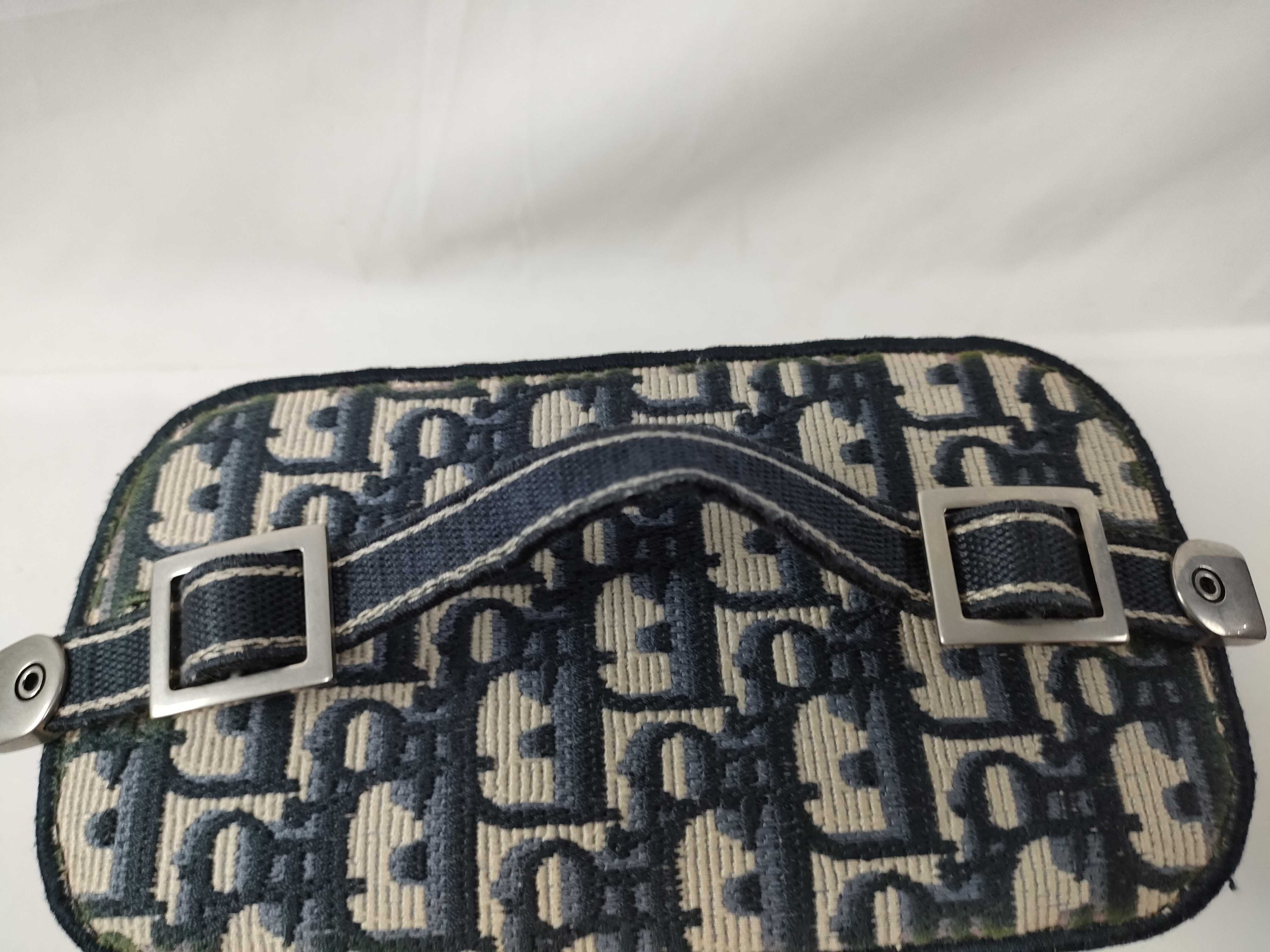 Oblique Canvas 2-Way Vanity Bag Navy x Green Vanity Bag — view 4