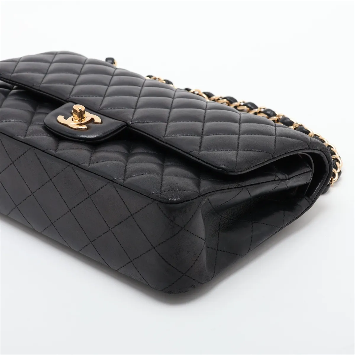 [Individually packaged] Chanel Matelassé 25 Lambskin Double Flap Double Chain Bag, Black with Gold Hardware, 25408168, Serial Number , A01112 — view 3